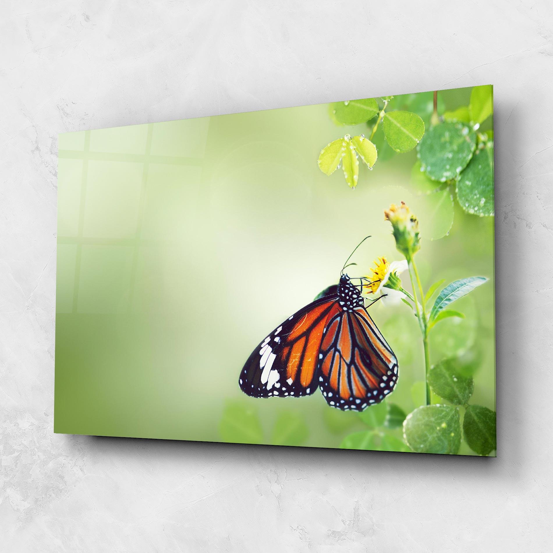 Tablou Sticla Butterfly Wild Plant mockup 1
