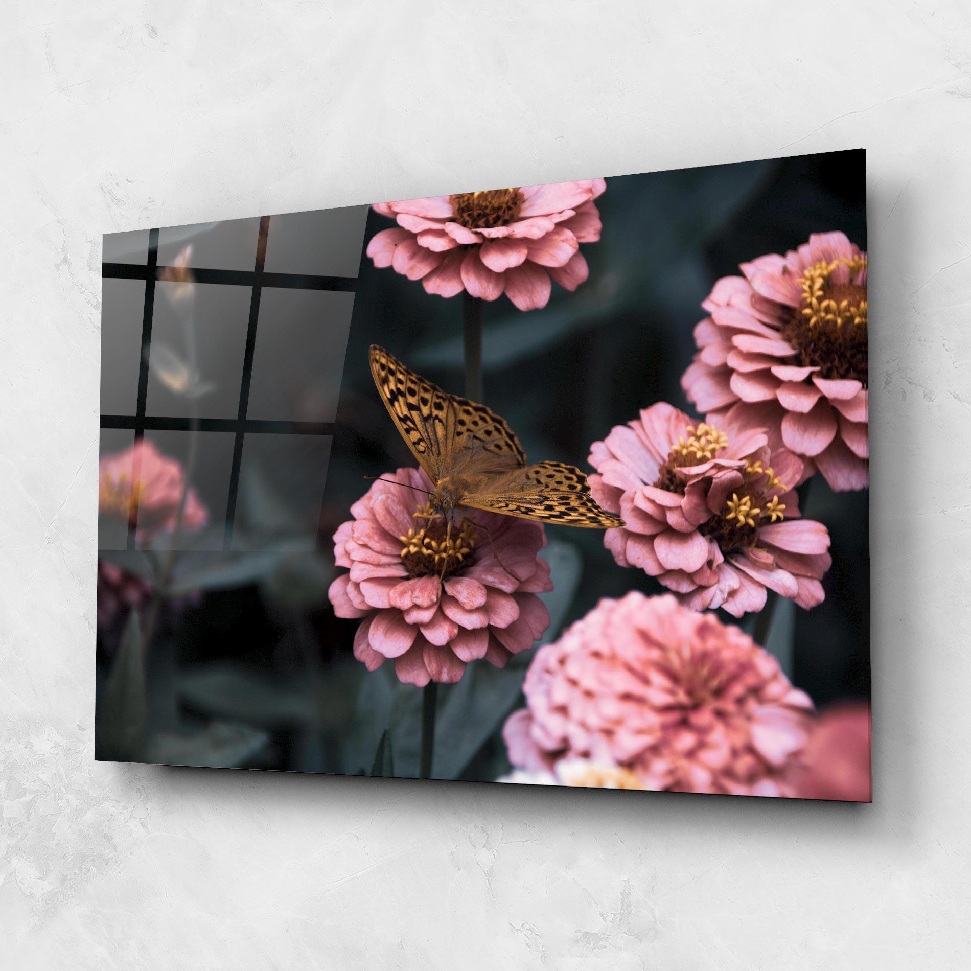 Tablou Sticla Flower Butterfly mockup 1