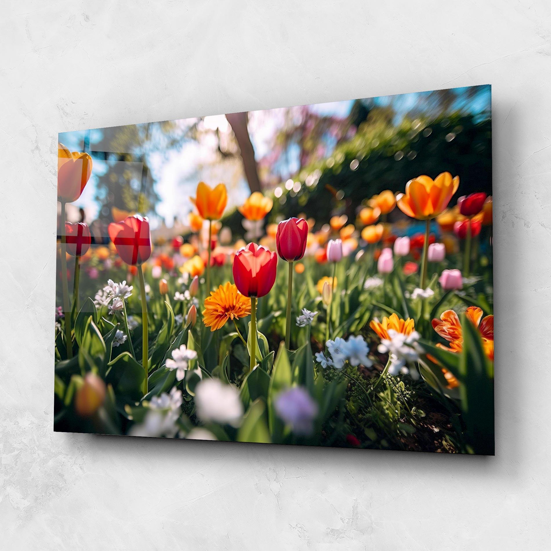 Tablou Sticla Garden Tulips Mix mockup 1