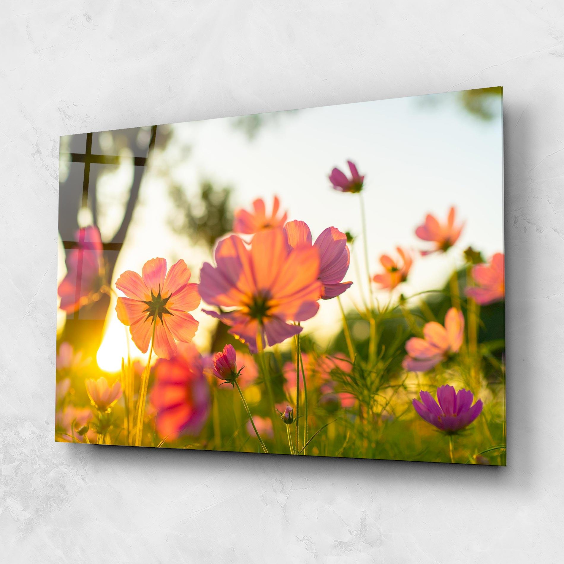Tablou Sticla Sunset Blooming Flower mockup 1