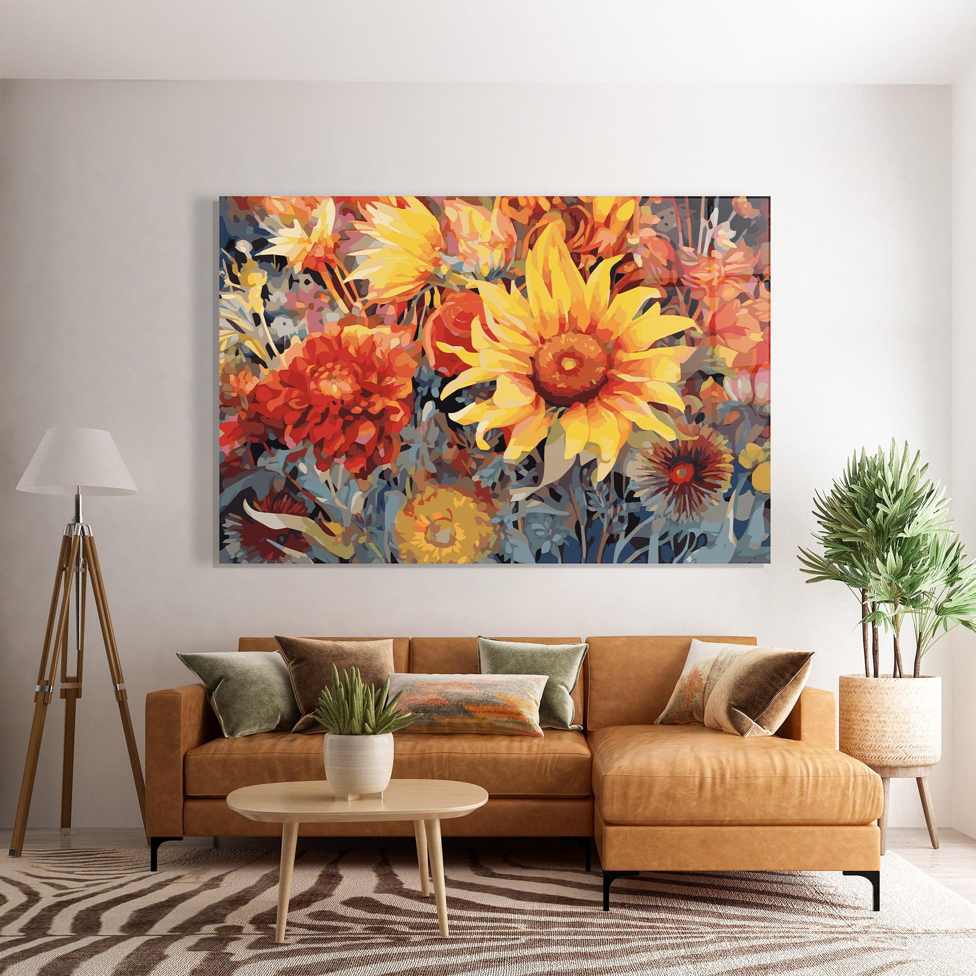 Tablou Sticla Autumn Wild Flower mockup 7