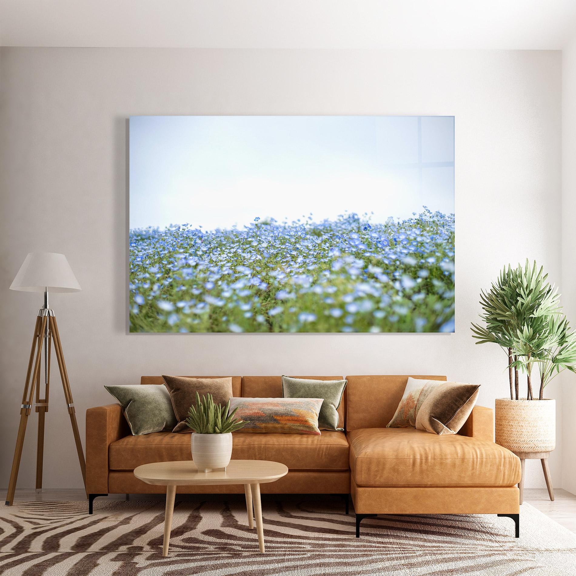 Tablou Sticla Blue Wild Flowers mockup 7