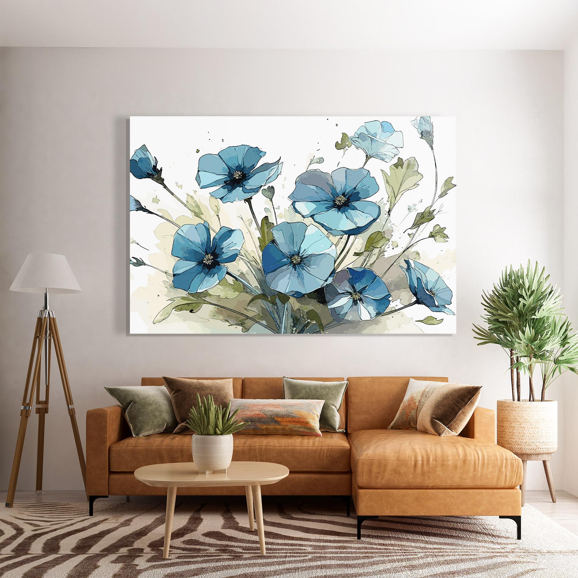 Tablou Sticla Blue Wild Plant mockup 7