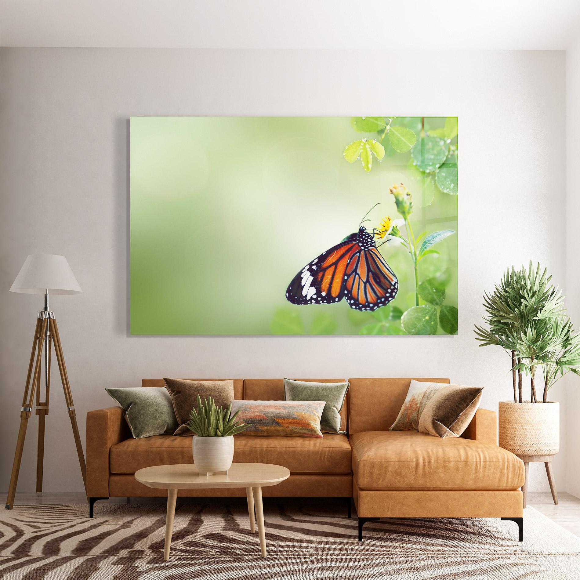 Tablou Sticla Butterfly Wild Plant mockup 7
