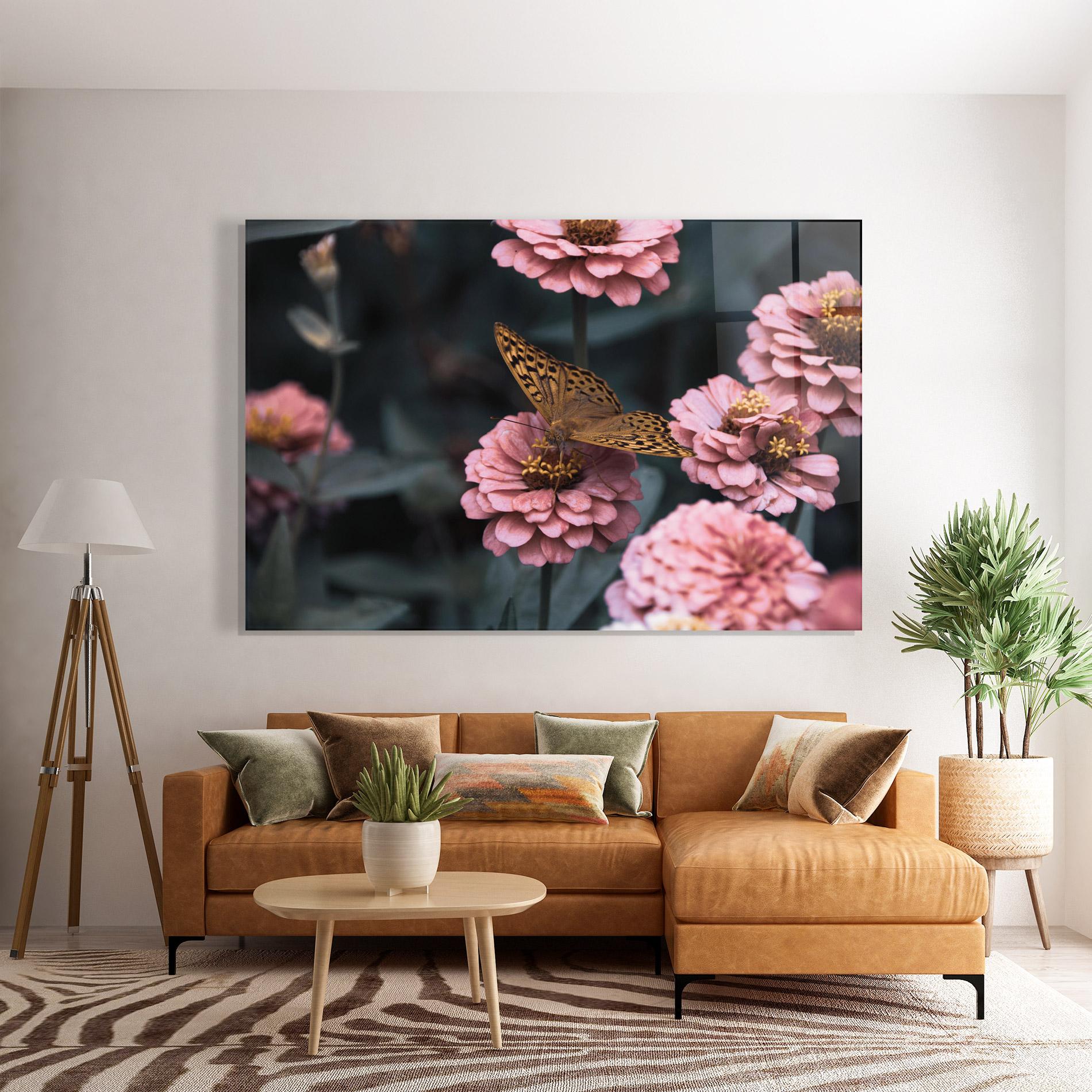 Tablou Sticla Flower Butterfly mockup 7