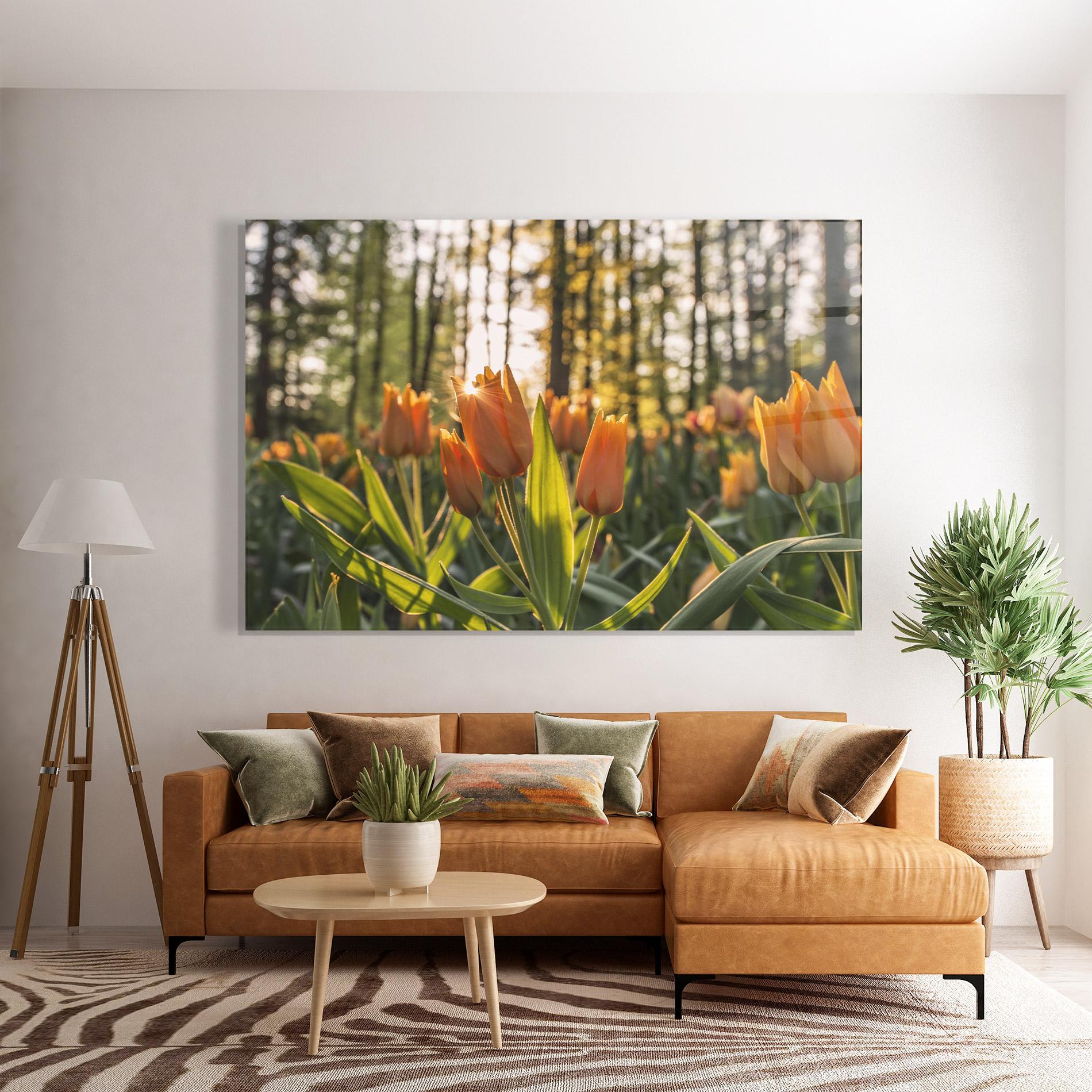 Tablou Sticla Forest Tulips mockup 7