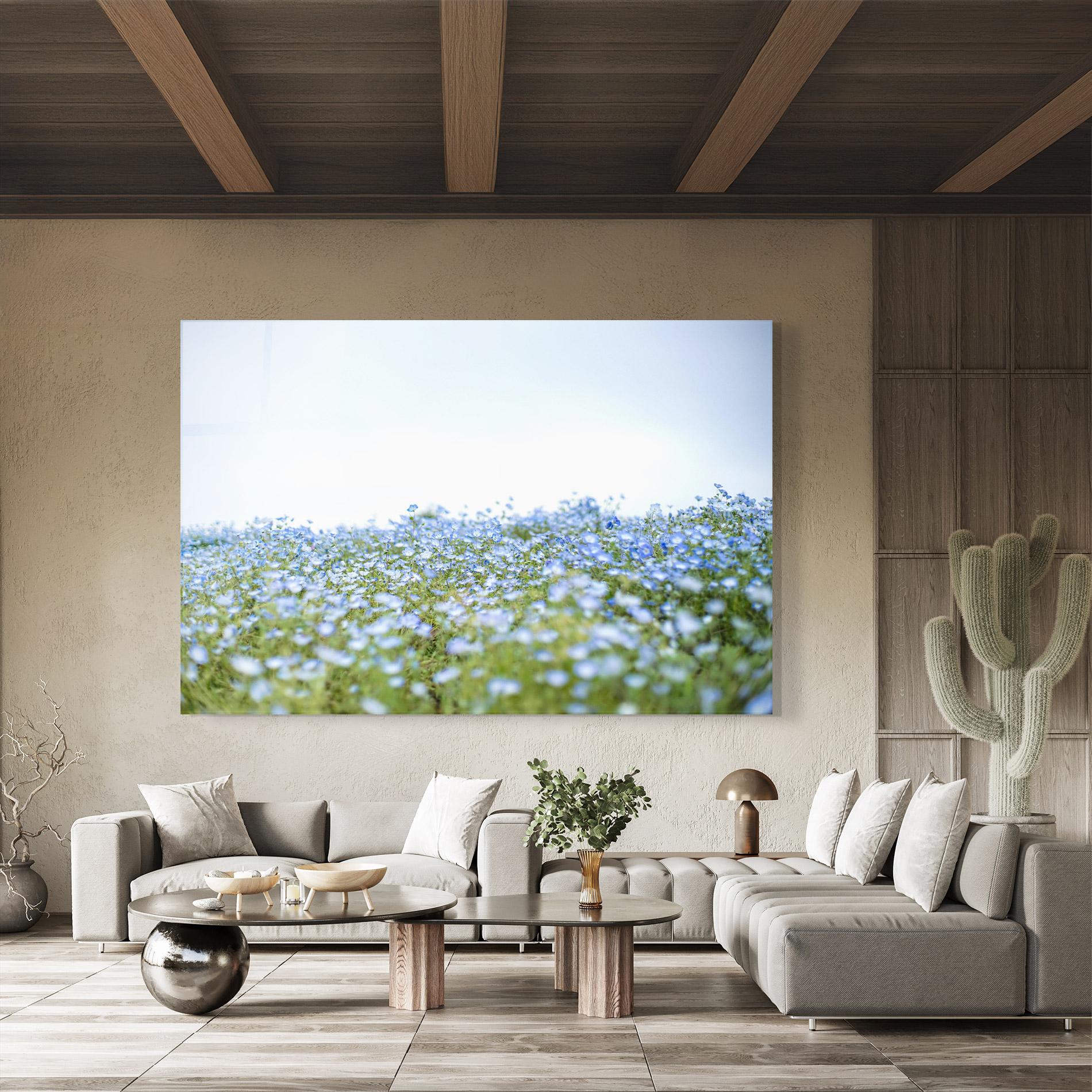 Tablou Sticla Blue Wild Flowers mockup 8