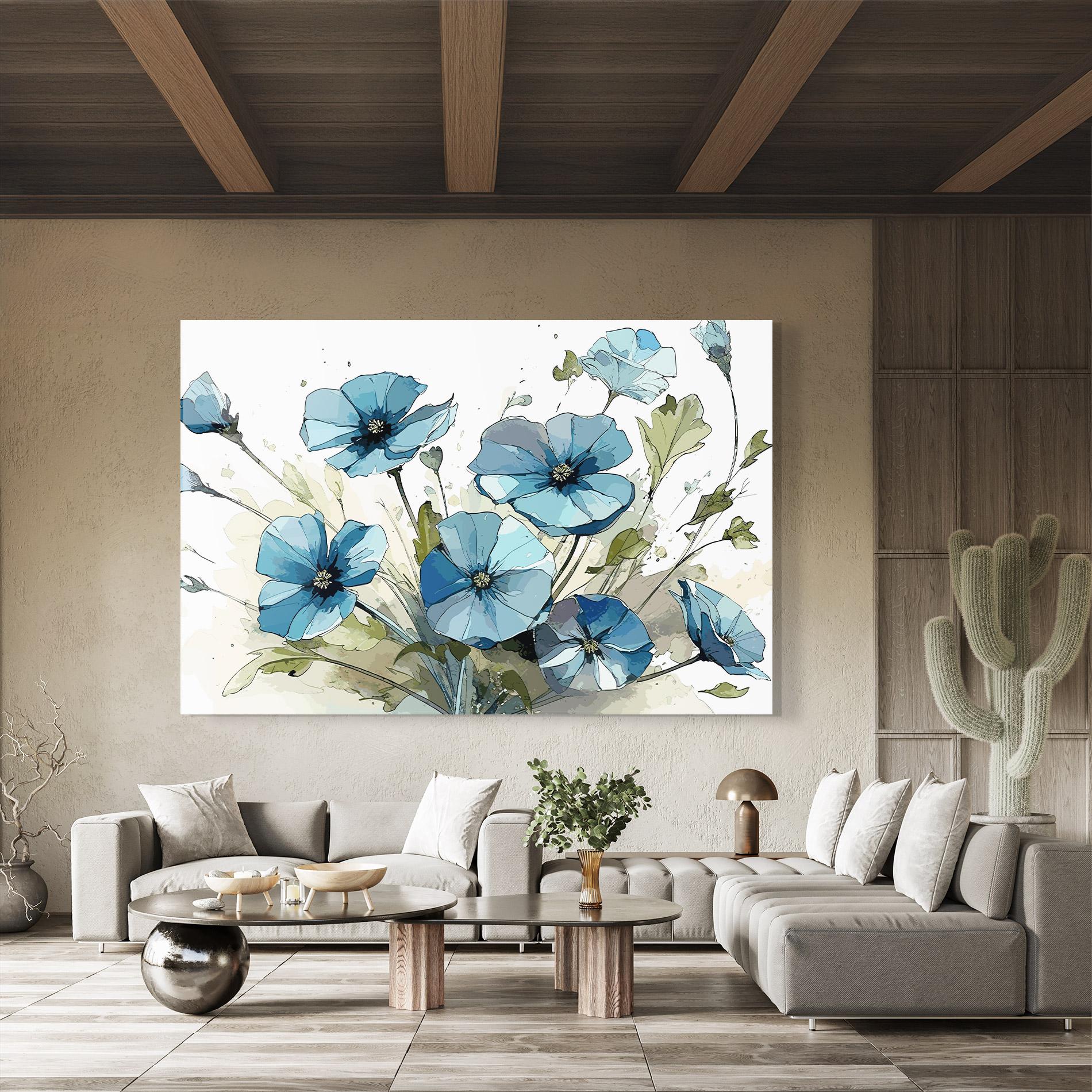 Tablou Sticla Blue Wild Plant mockup 8