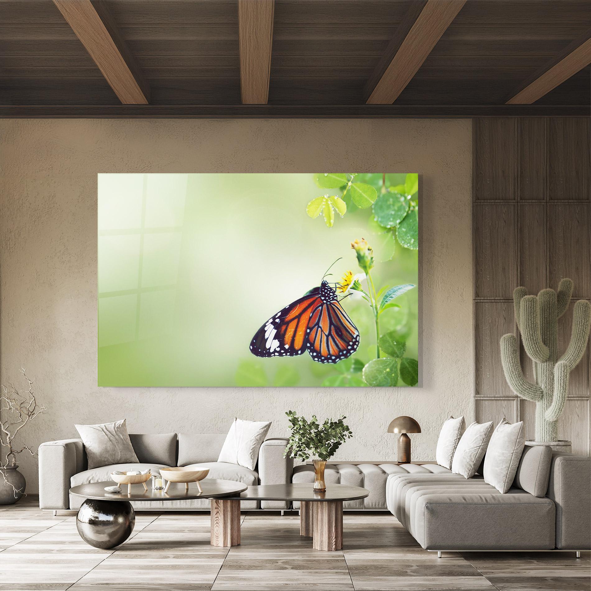 Tablou Sticla Butterfly Wild Plant mockup 8