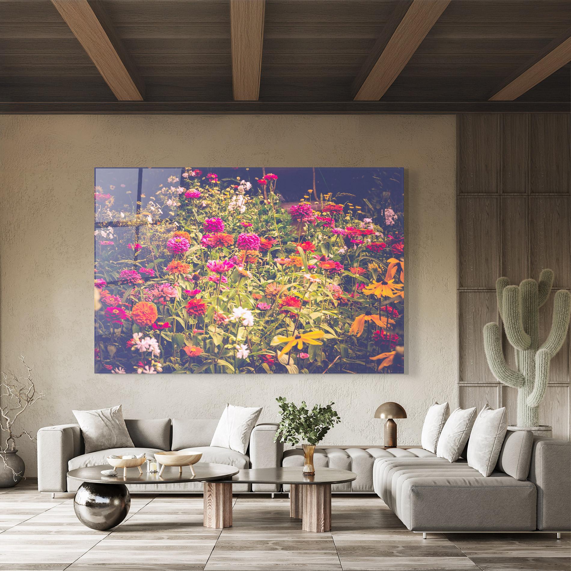 Tablou Sticla Colorful Wild Field mockup 8