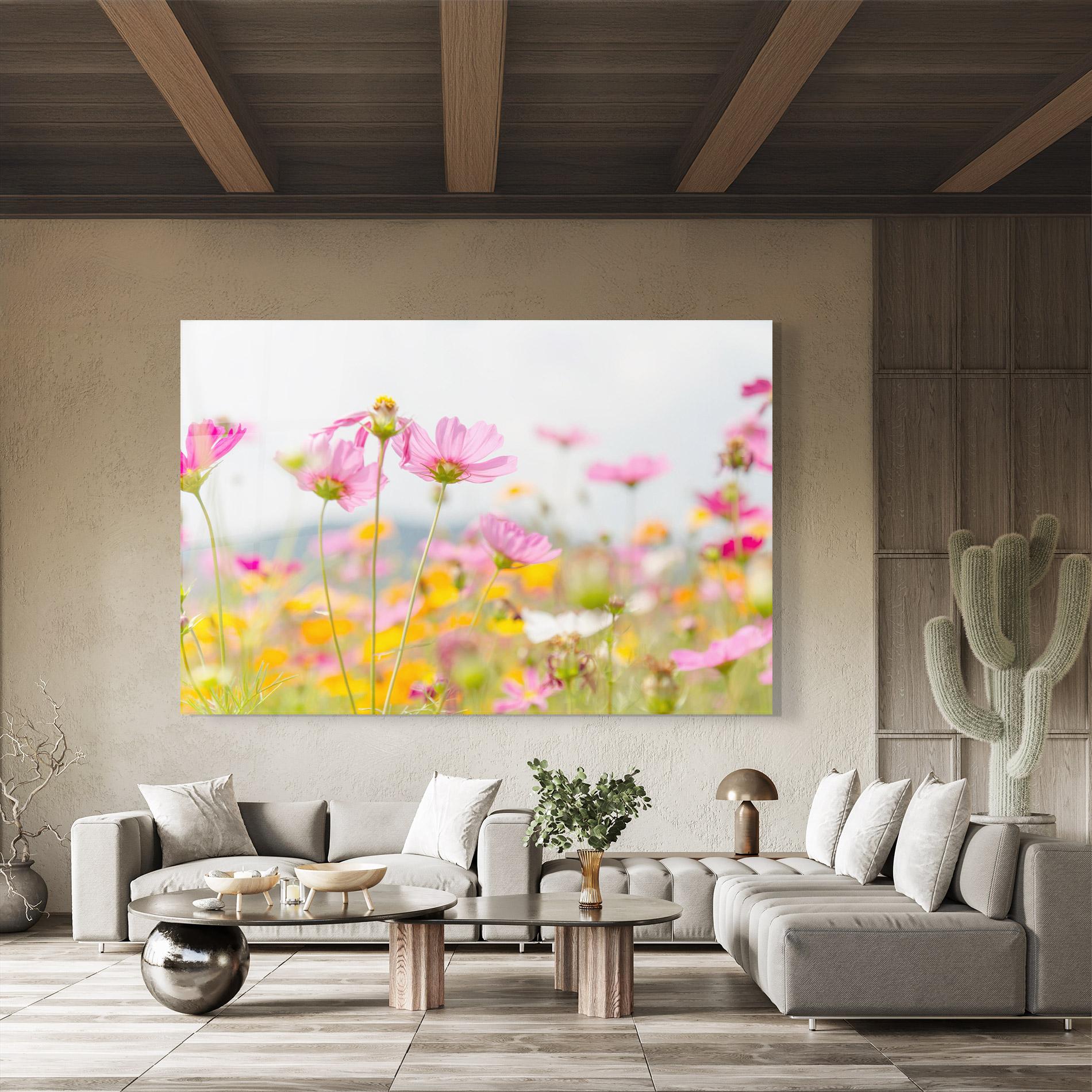 Tablou Sticla Cosmos Beauty Flowers mockup 8