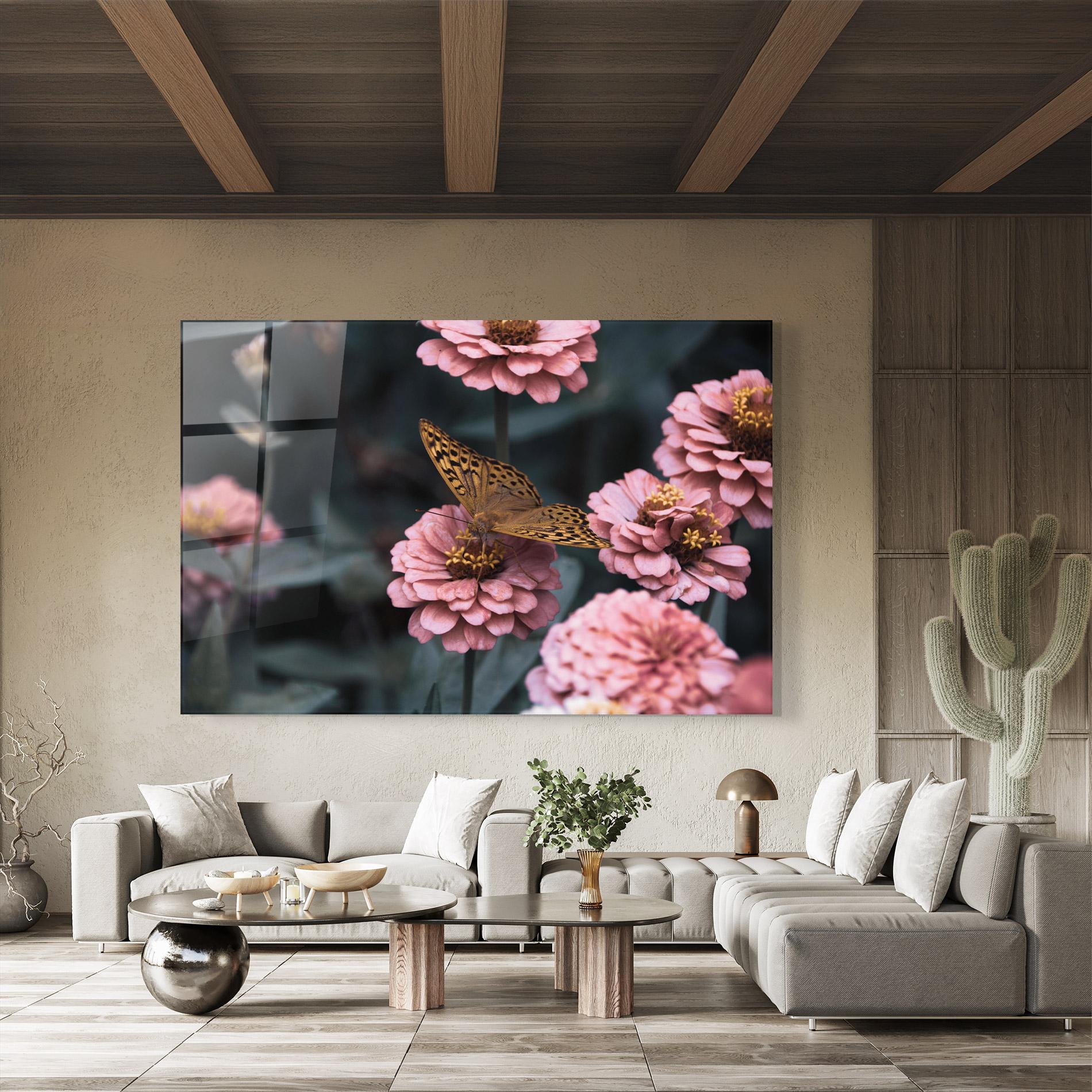 Tablou Sticla Flower Butterfly mockup 8