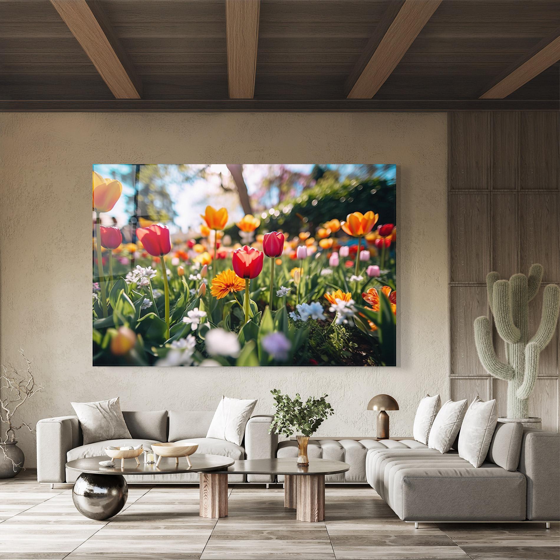 Tablou Sticla Garden Tulips Mix mockup 8