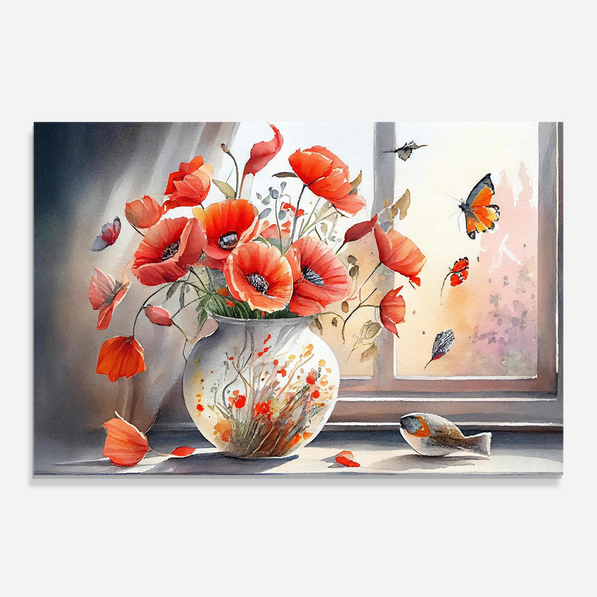 Tablou Sticla Poppies Vase mockup 0