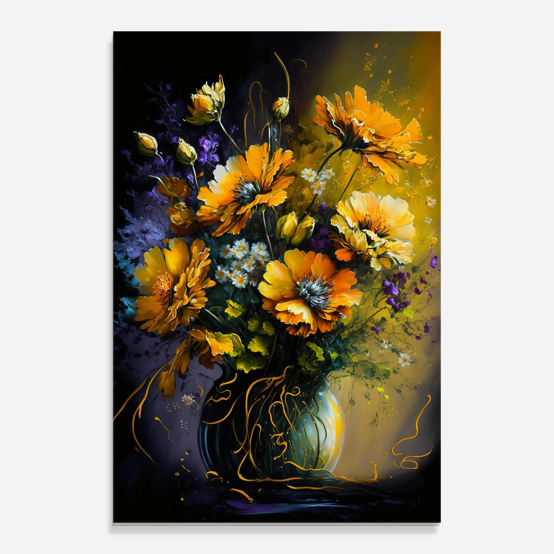 Tablou Sticla Yellow Flower Art Vase mockup 0