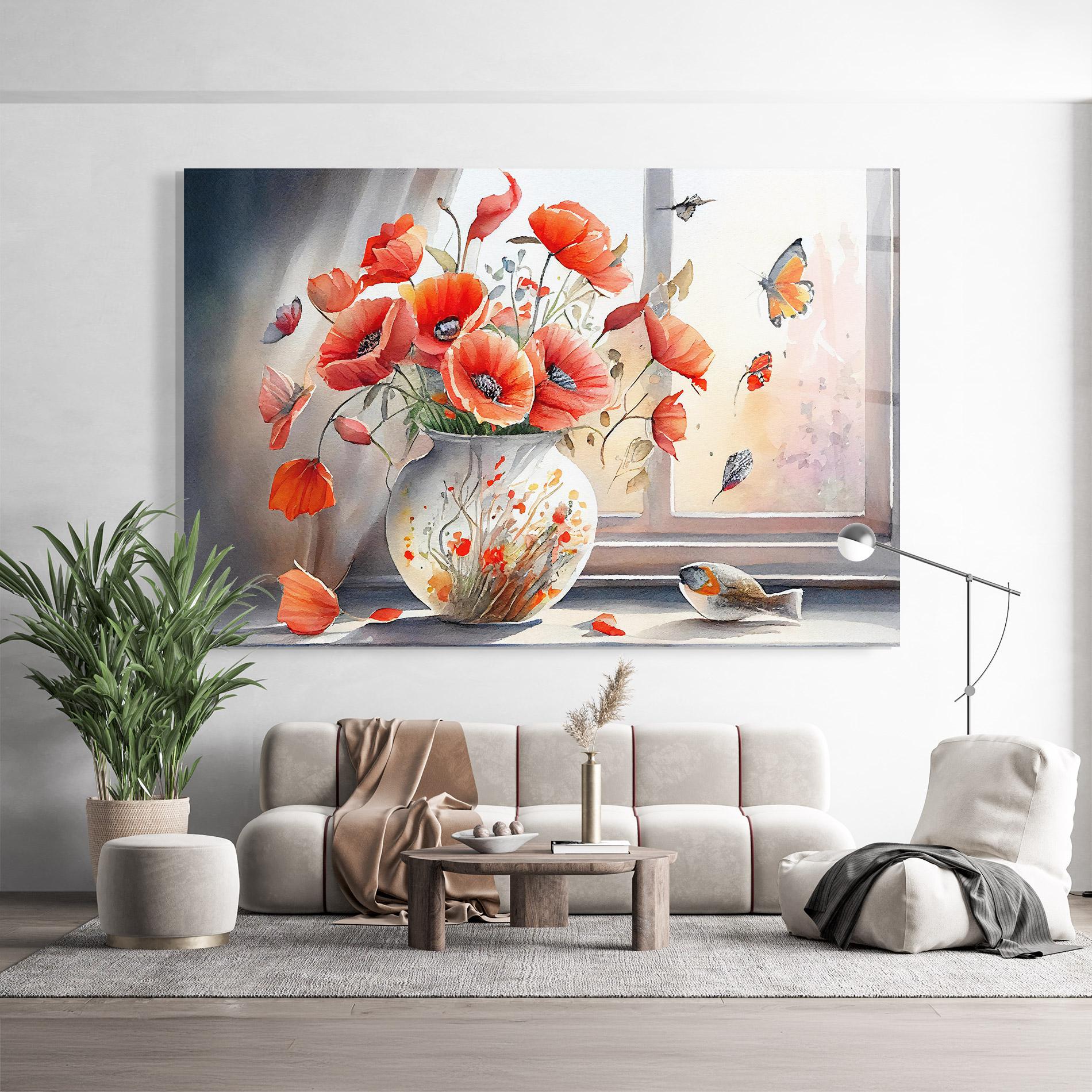 Tablou Sticla Poppies Vase mockup 9