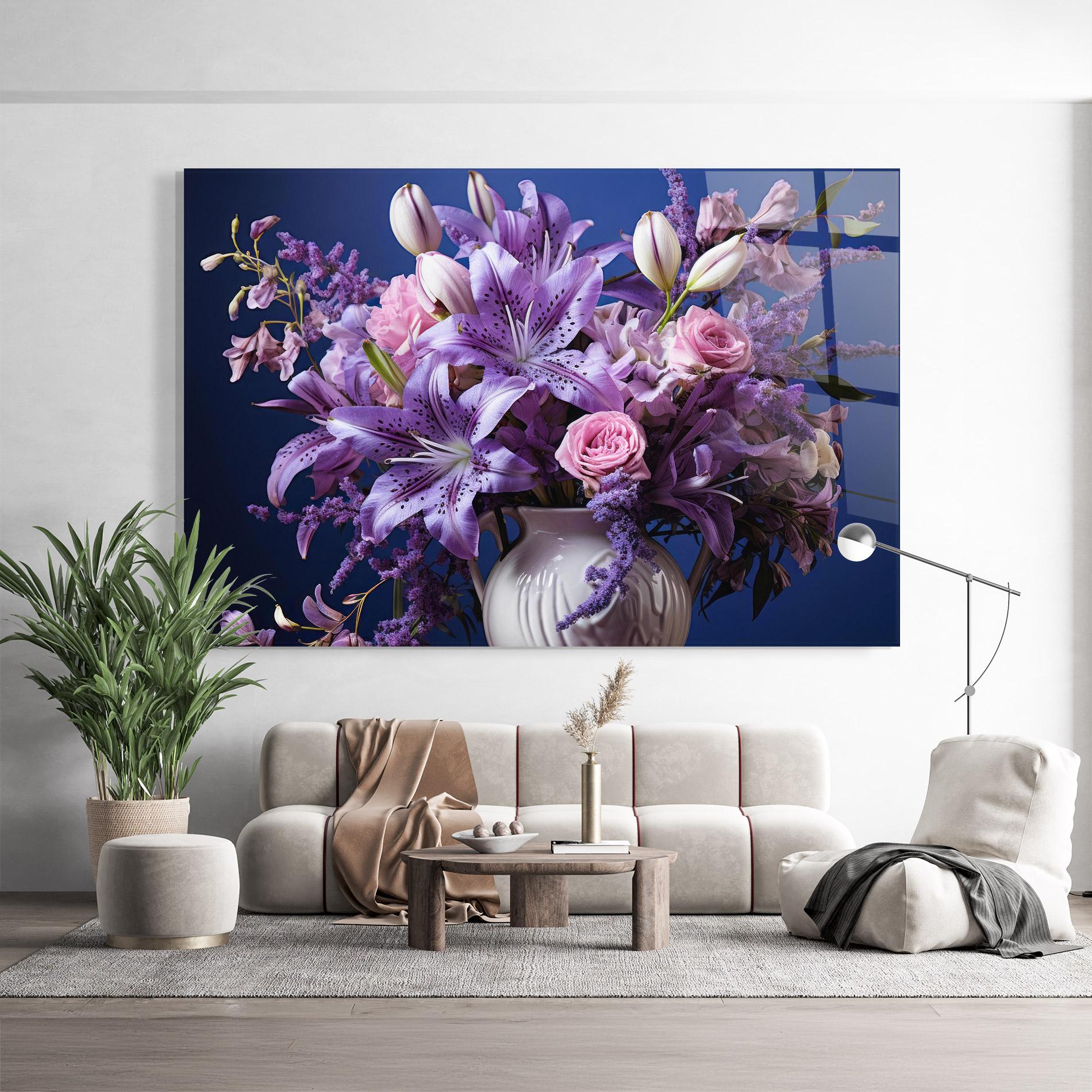 Tablou Sticla Vase Purple Flower mockup 9
