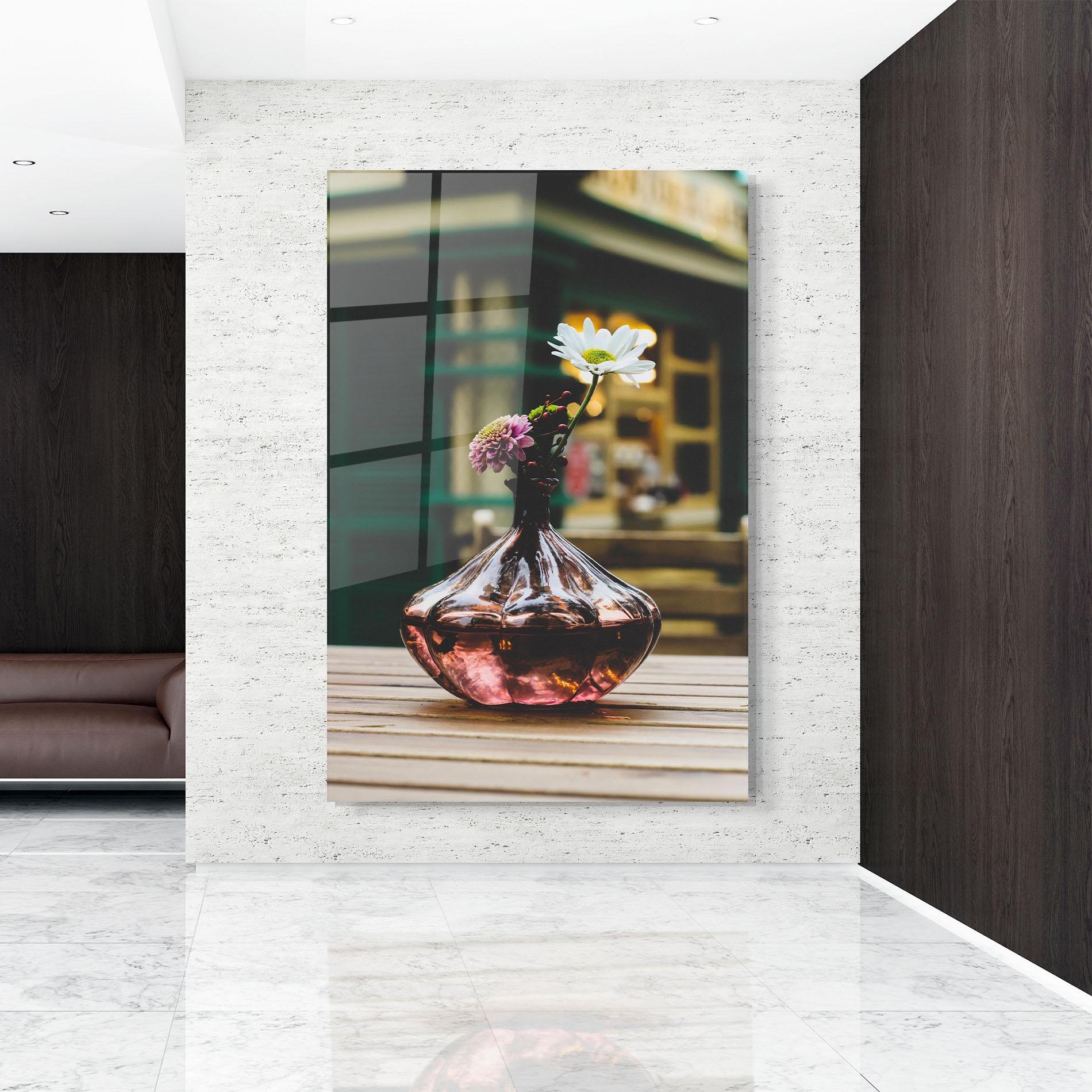 Tablou Sticla Pink Vase Flower mockup 9