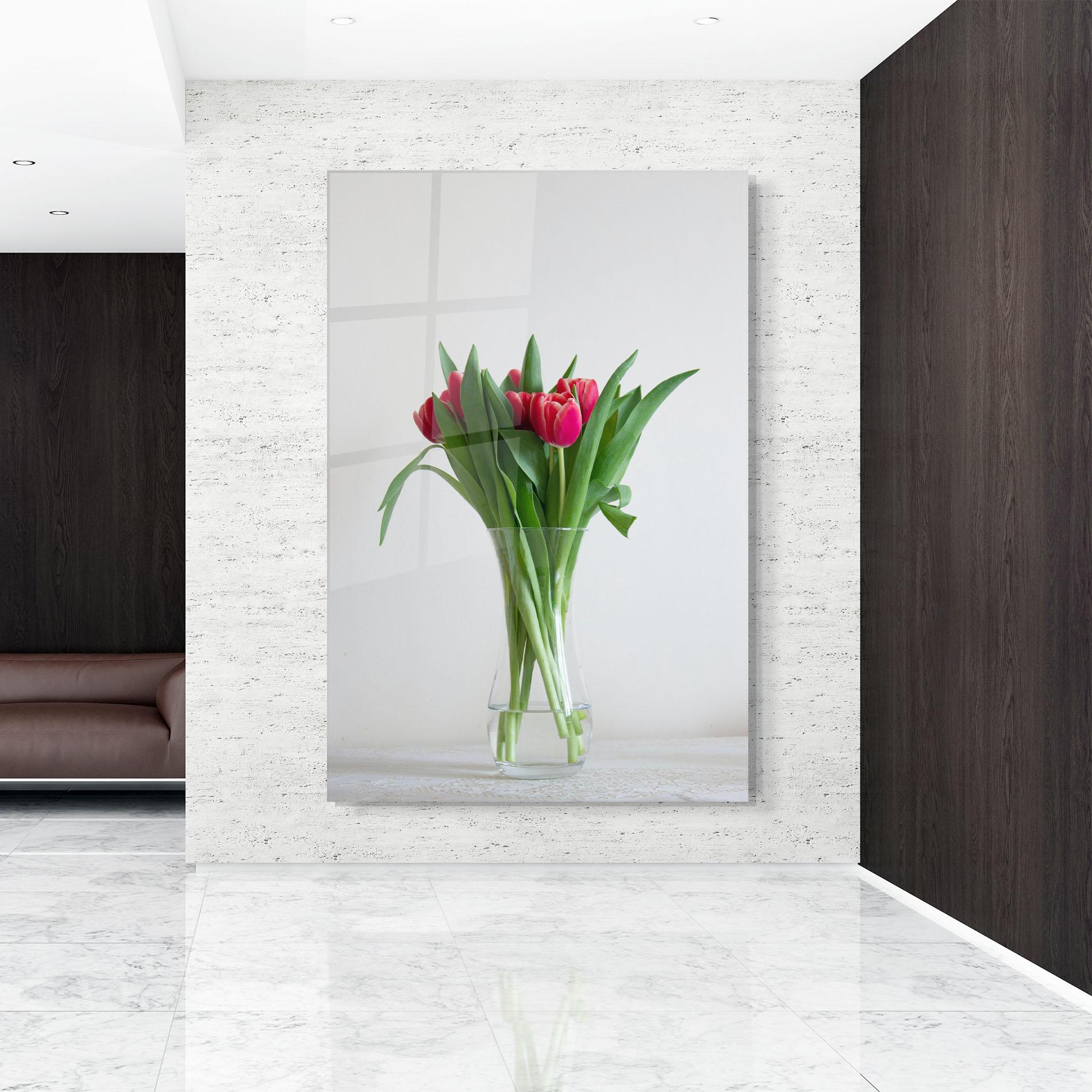 Tablou Sticla Pretty Tulips Vase mockup 9