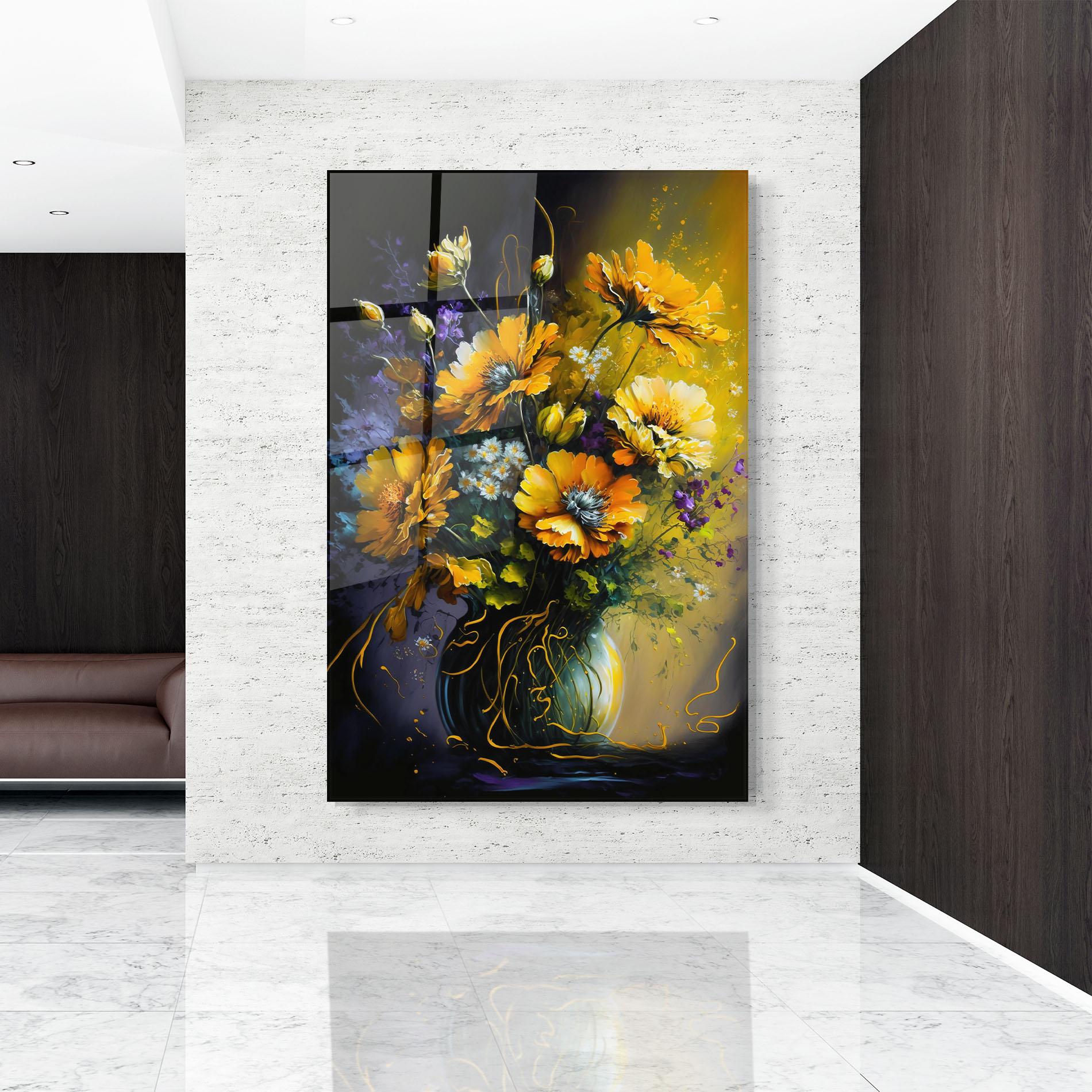 Tablou Sticla Yellow Flower Art Vase mockup 9