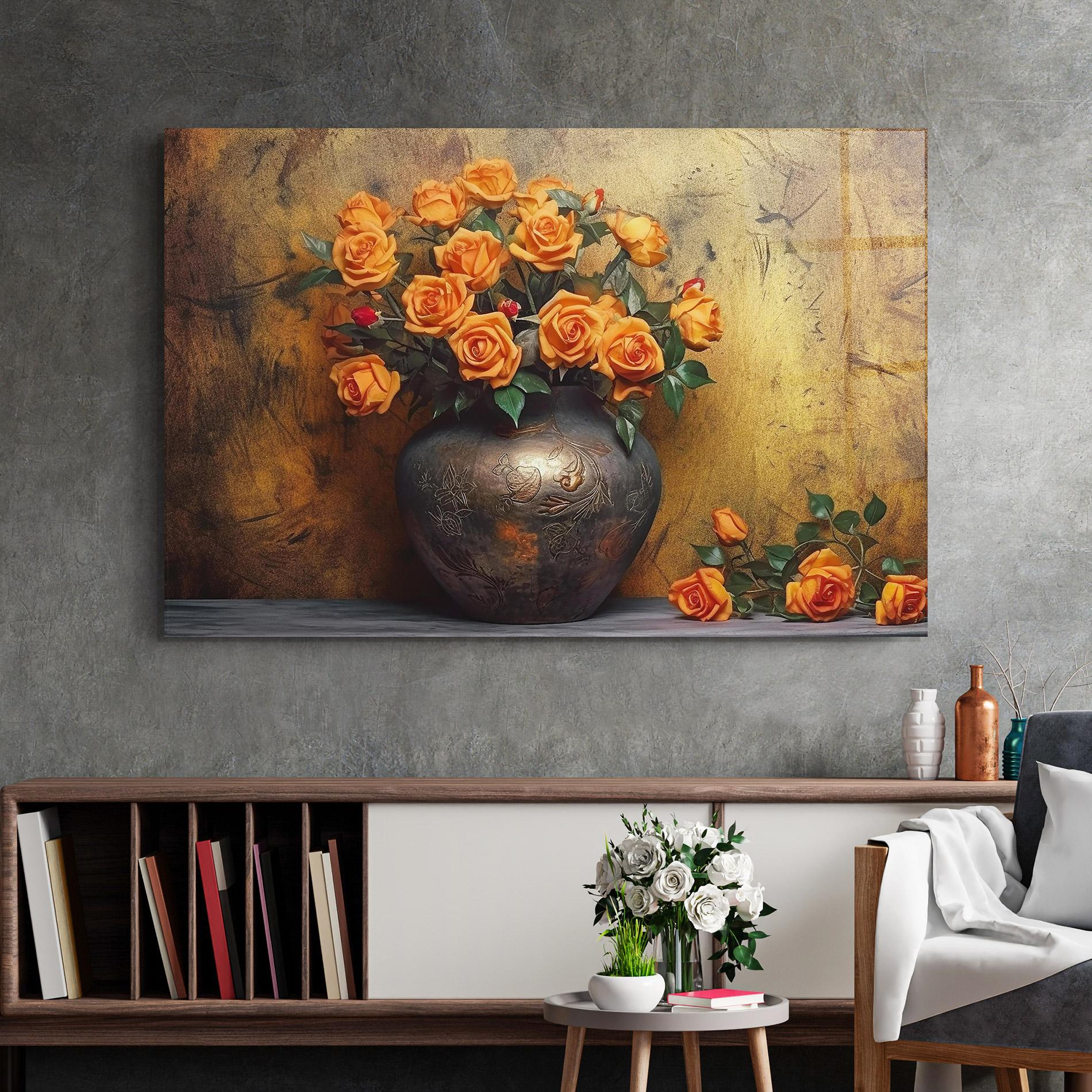 Tablou Sticla Orange Vintage Vase mockup 2