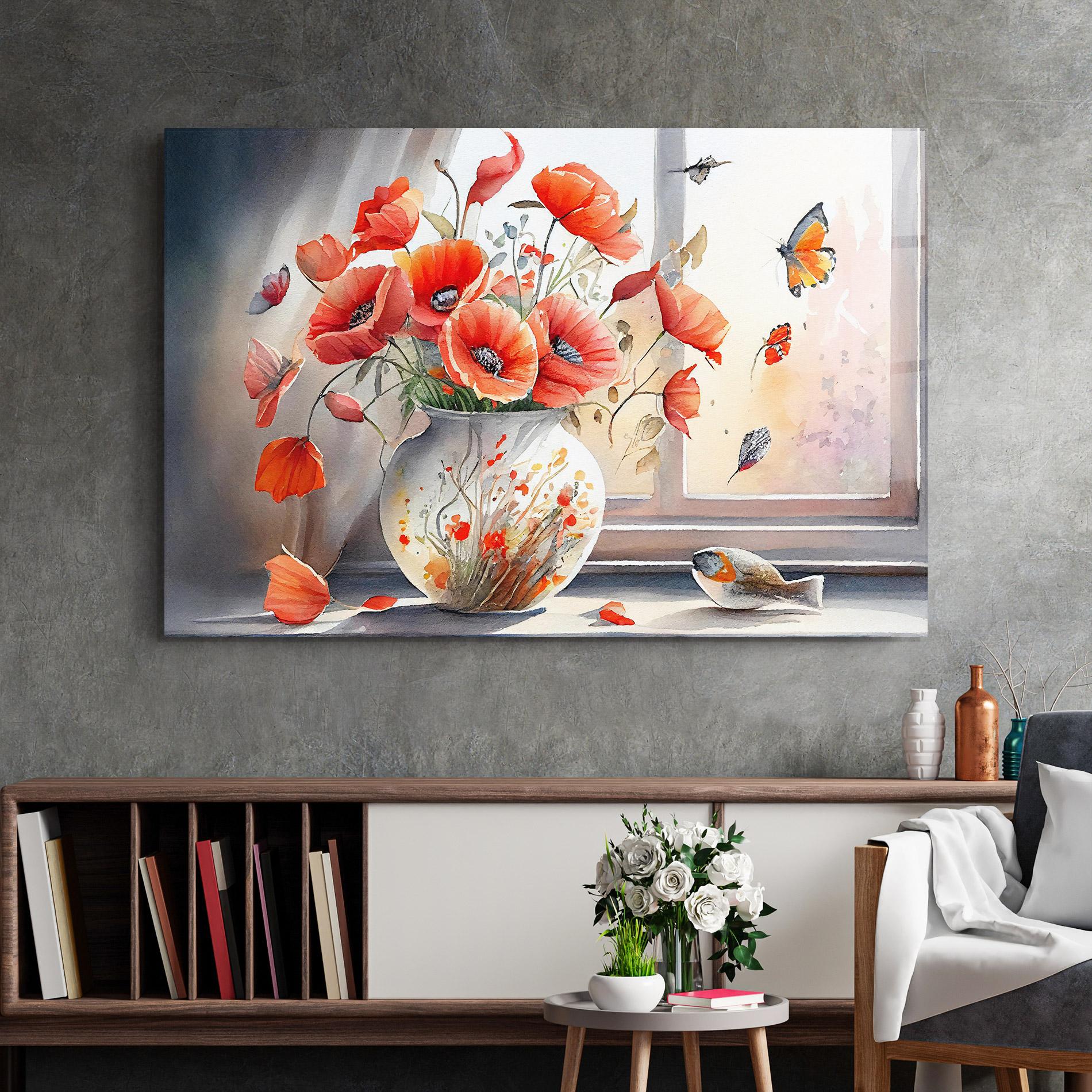 Tablou Sticla Poppies Vase mockup 2