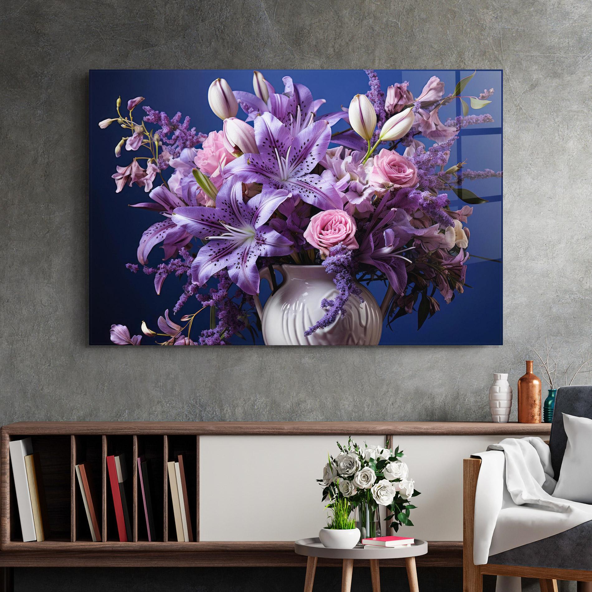 Tablou Sticla Vase Purple Flower mockup 2