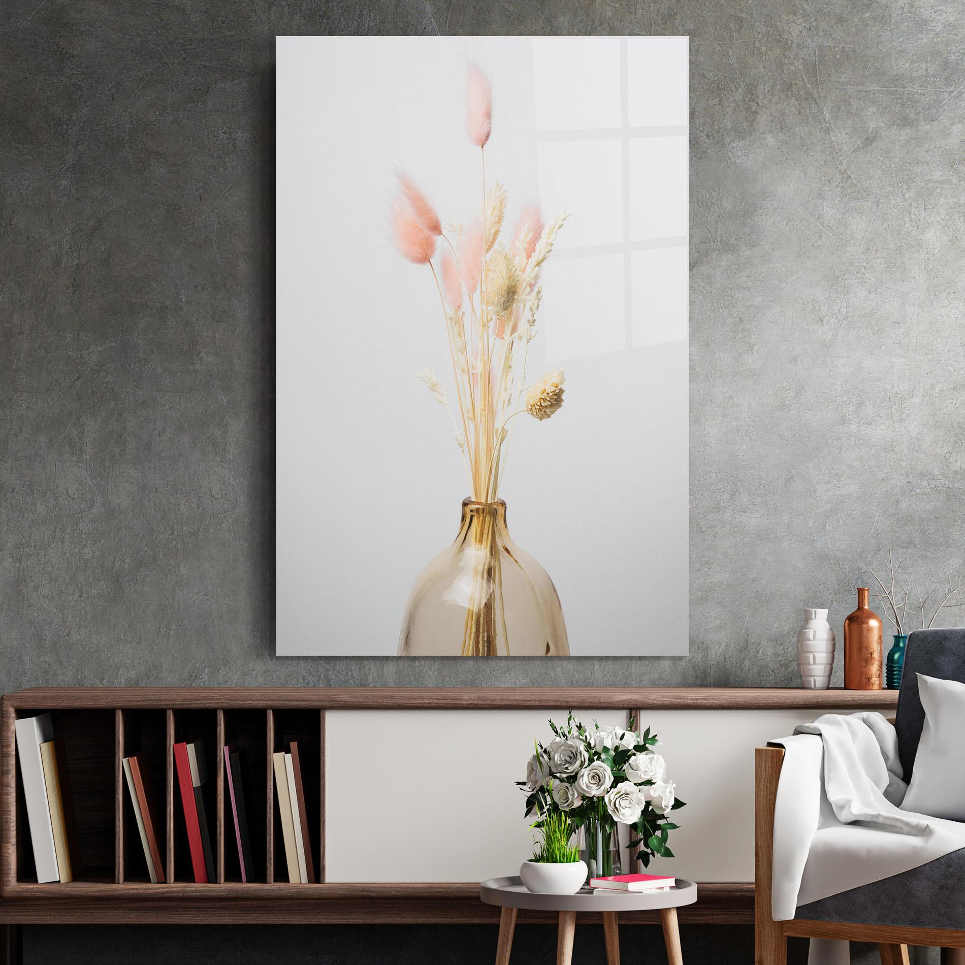 Tablou Sticla Pink Cream Flower Vase mockup 2