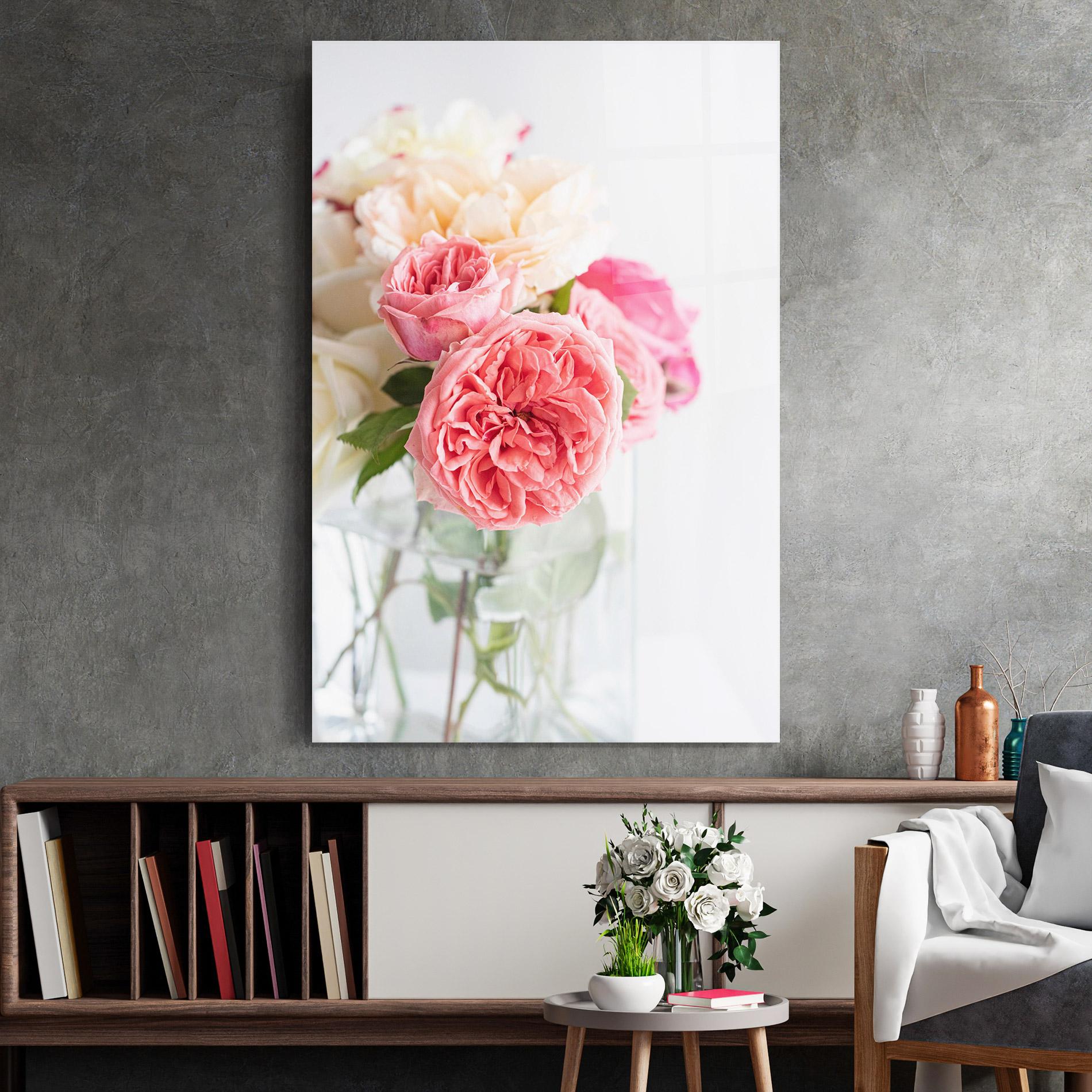 Tablou Sticla Pink Rose Vase mockup 2