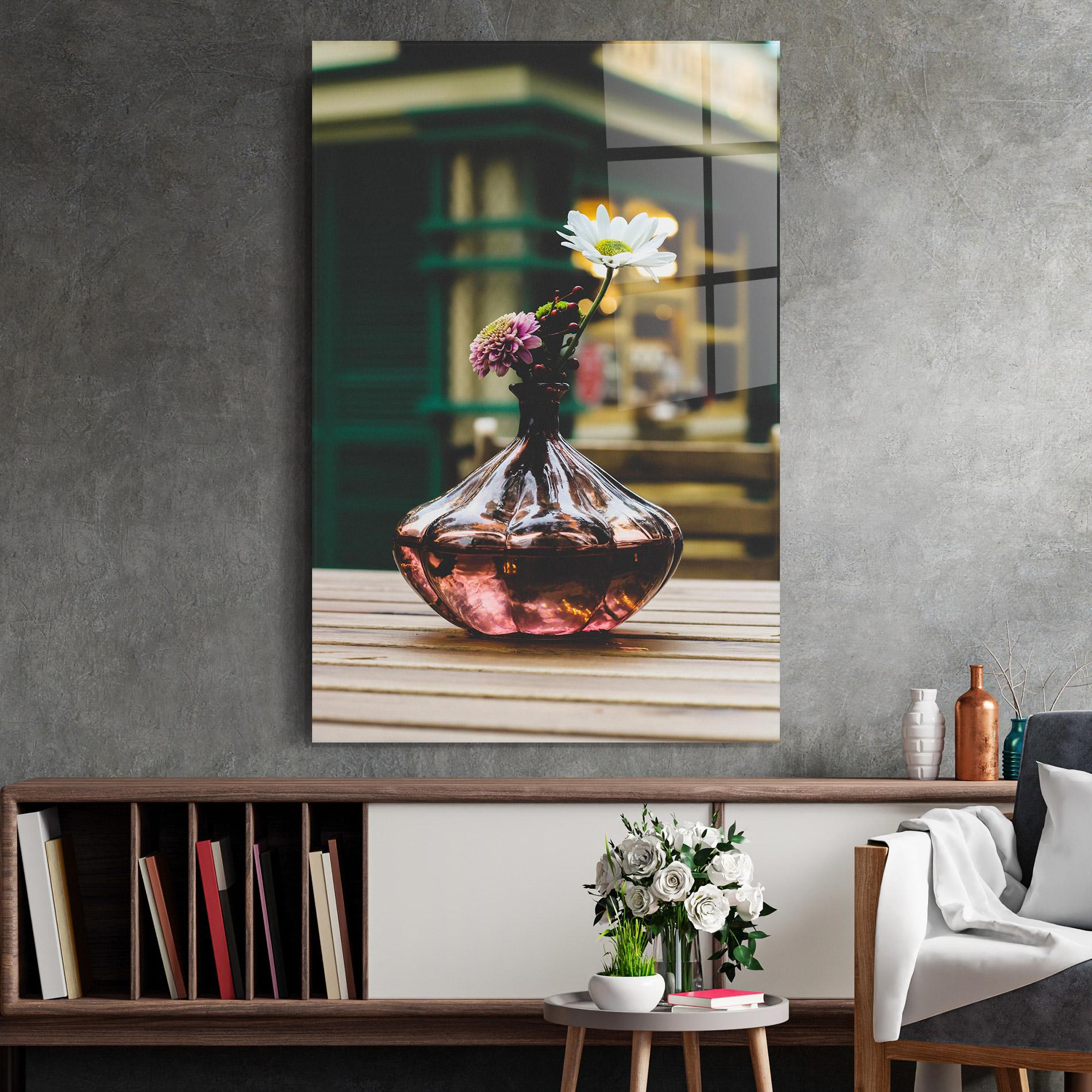 Tablou Sticla Pink Vase Flower mockup 2