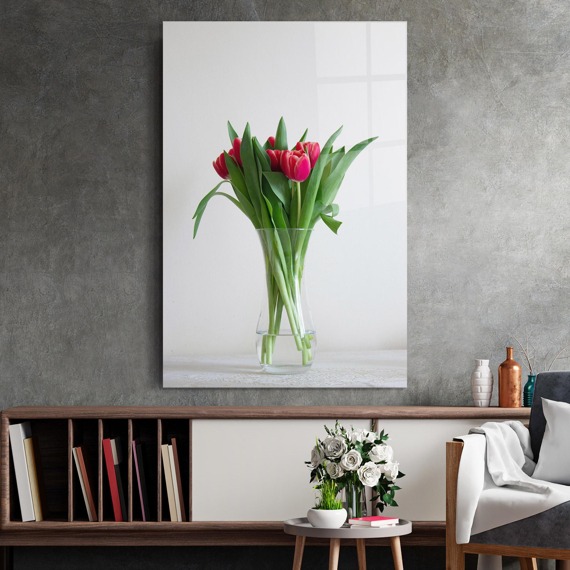 Tablou Sticla Pretty Tulips Vase mockup 2