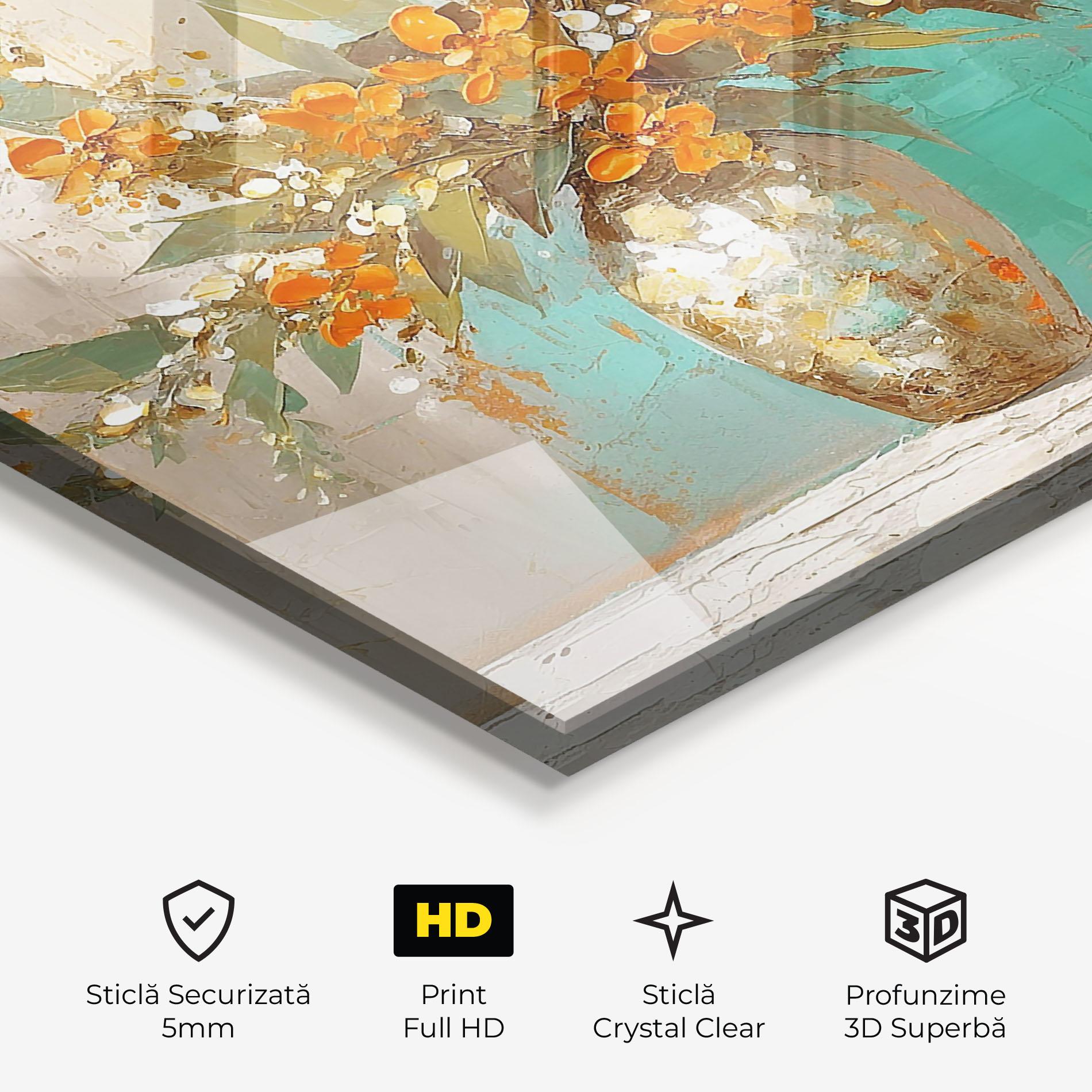 Tablou Sticla Grey Vase Orange mockup 3