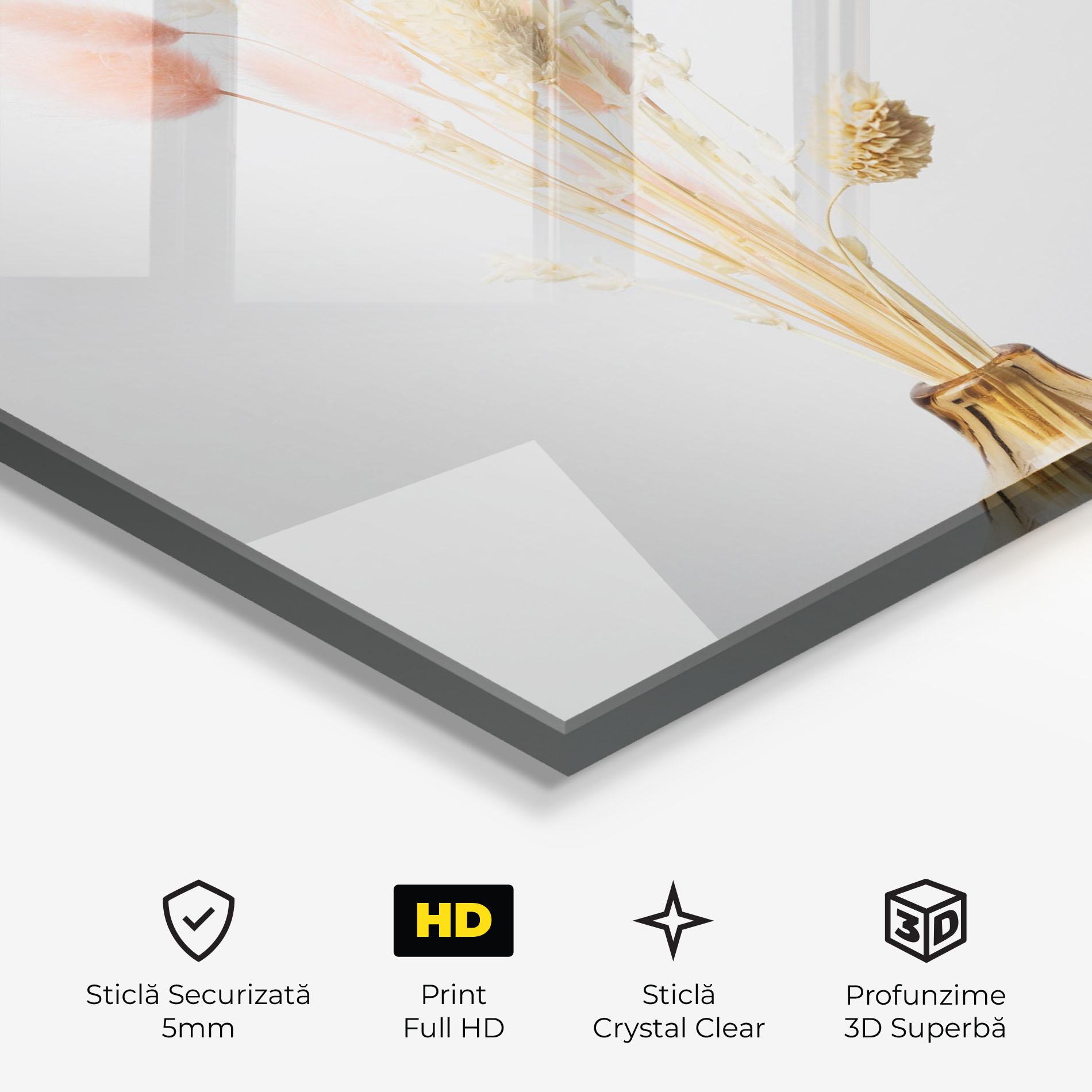 Tablou Sticla Pink Cream Flower Vase mockup 3