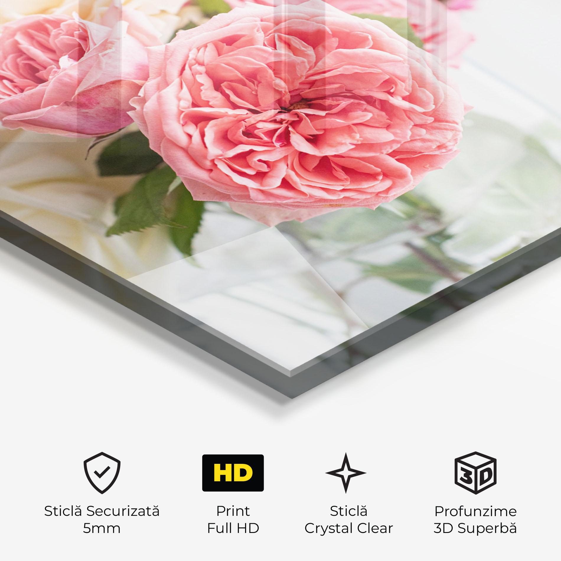 Tablou Sticla Pink Rose Vase mockup 3