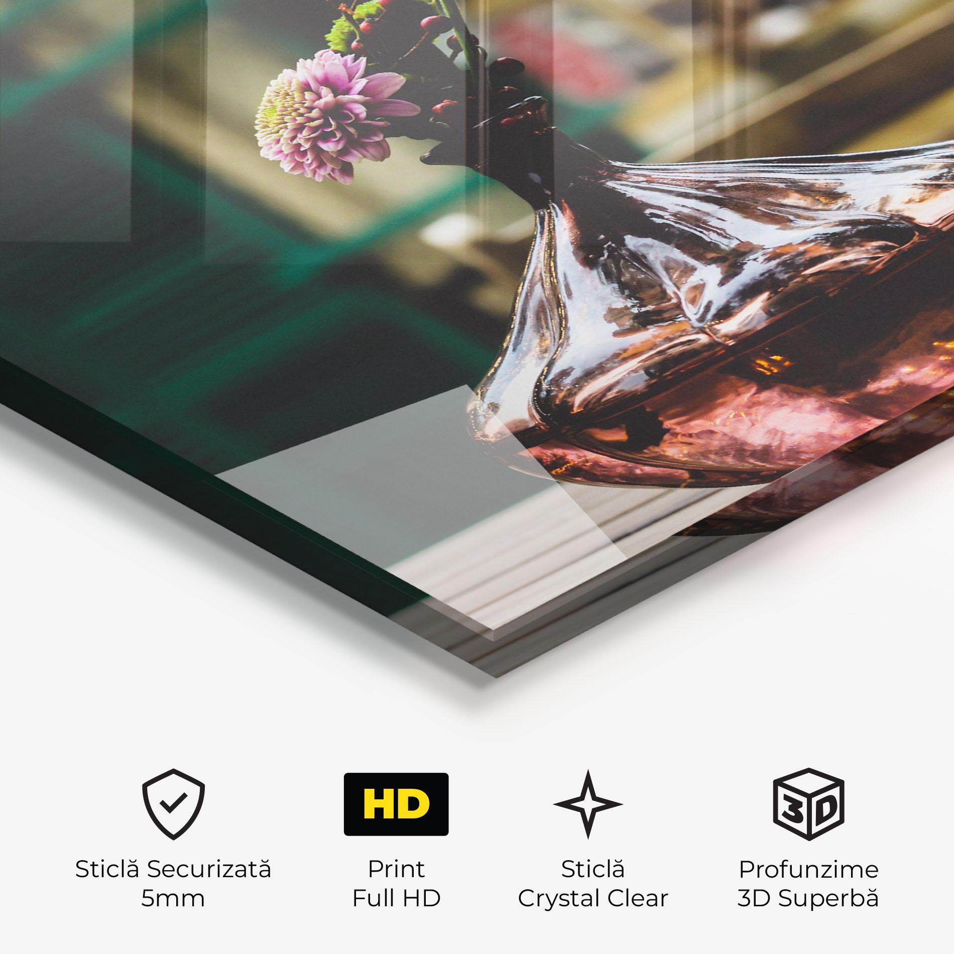 Tablou Sticla Pink Vase Flower mockup 3