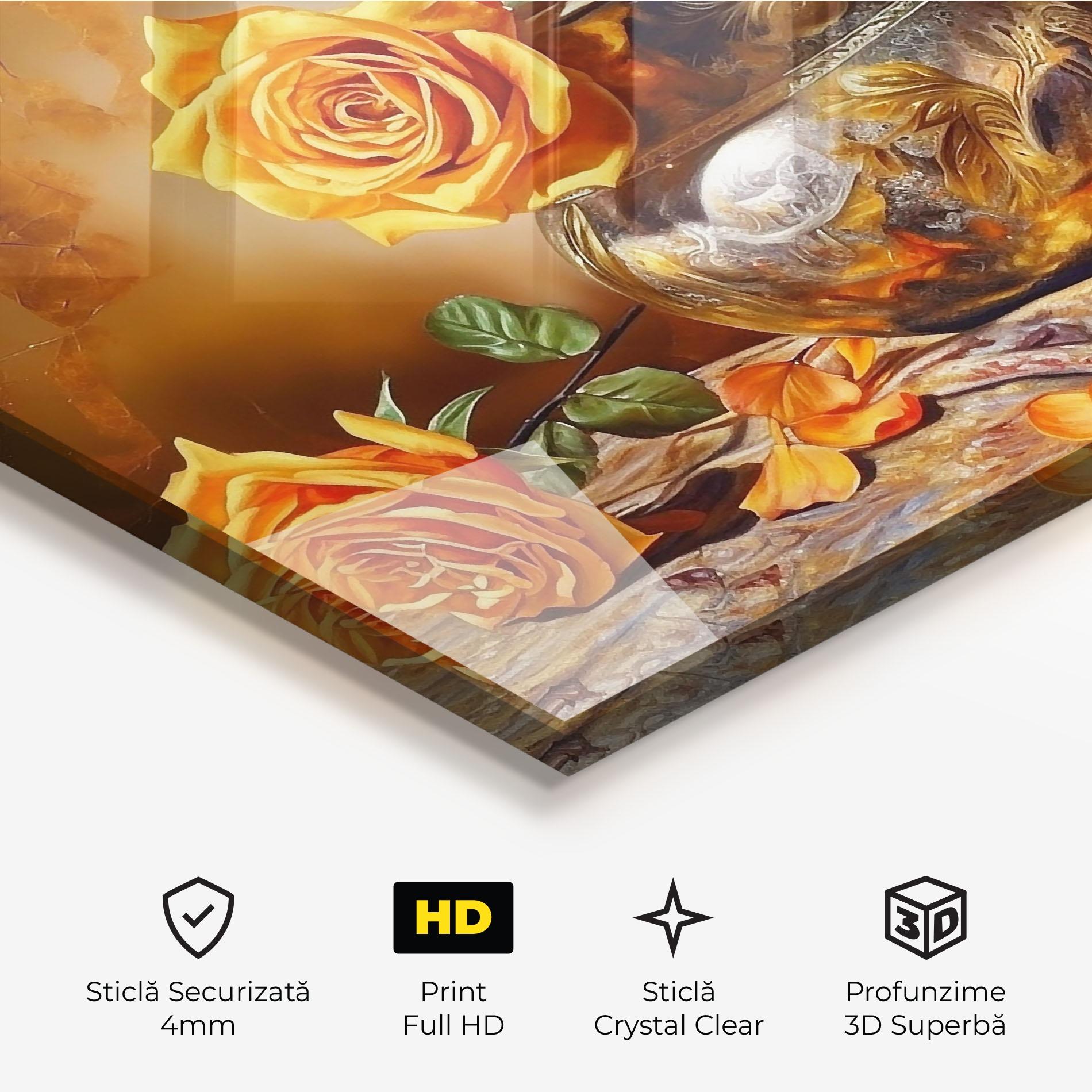 Tablou Sticla Orange Roses Vase mockup 3