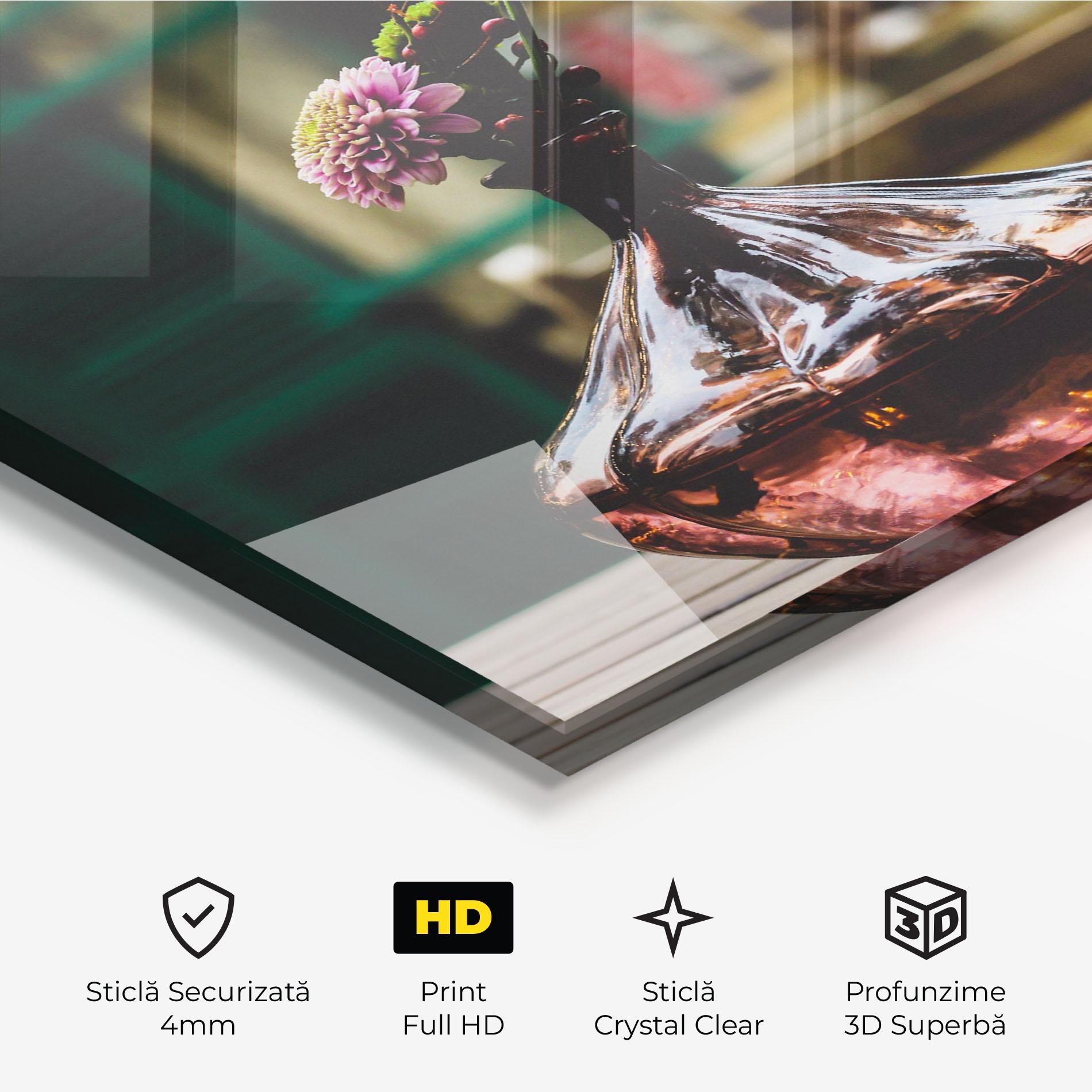 Tablou Sticla Pink Vase Flower mockup 3