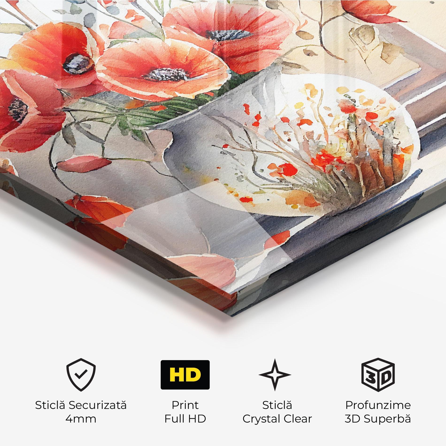 Tablou Sticla Poppies Vase mockup 3