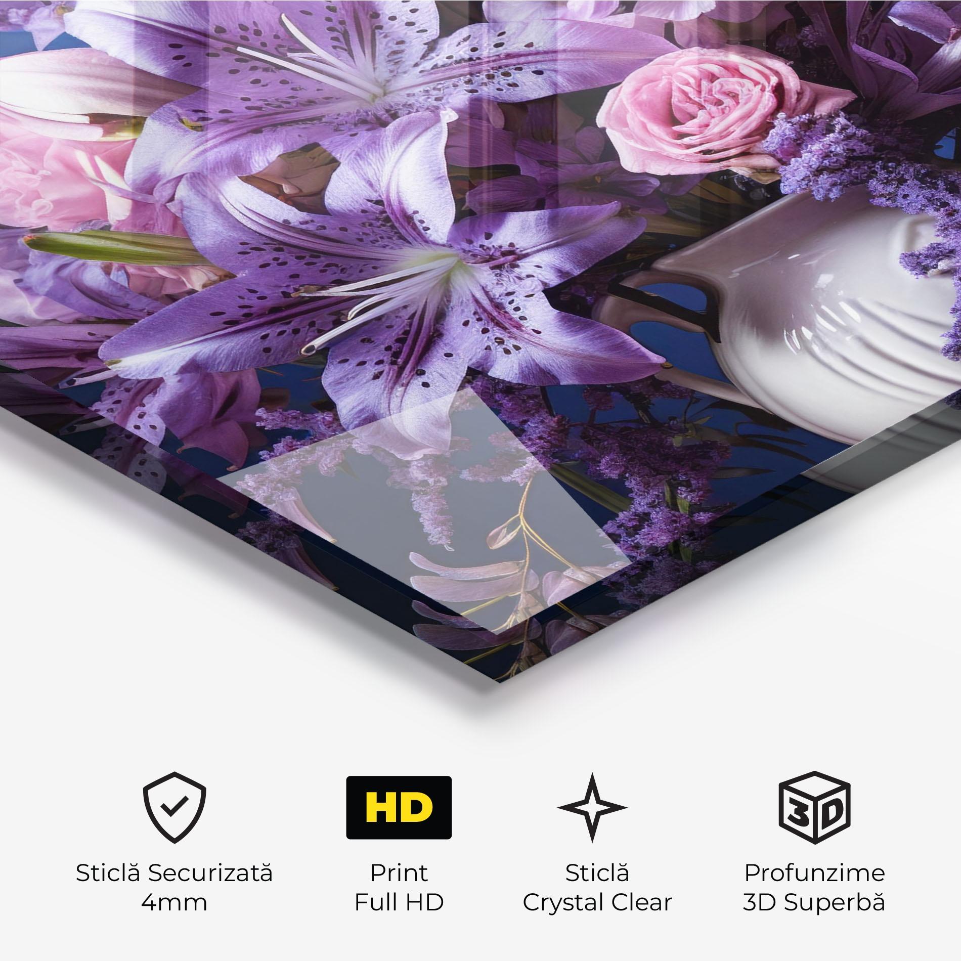 Tablou Sticla Vase Purple Flower mockup 3