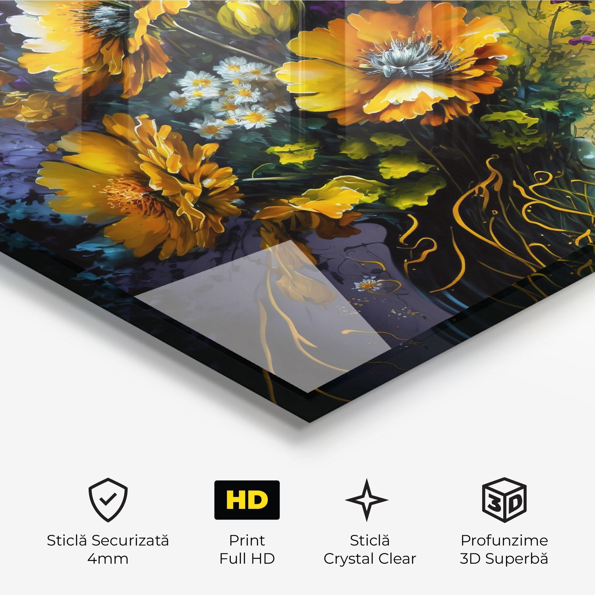 Tablou Sticla Yellow Flower Art Vase mockup 3