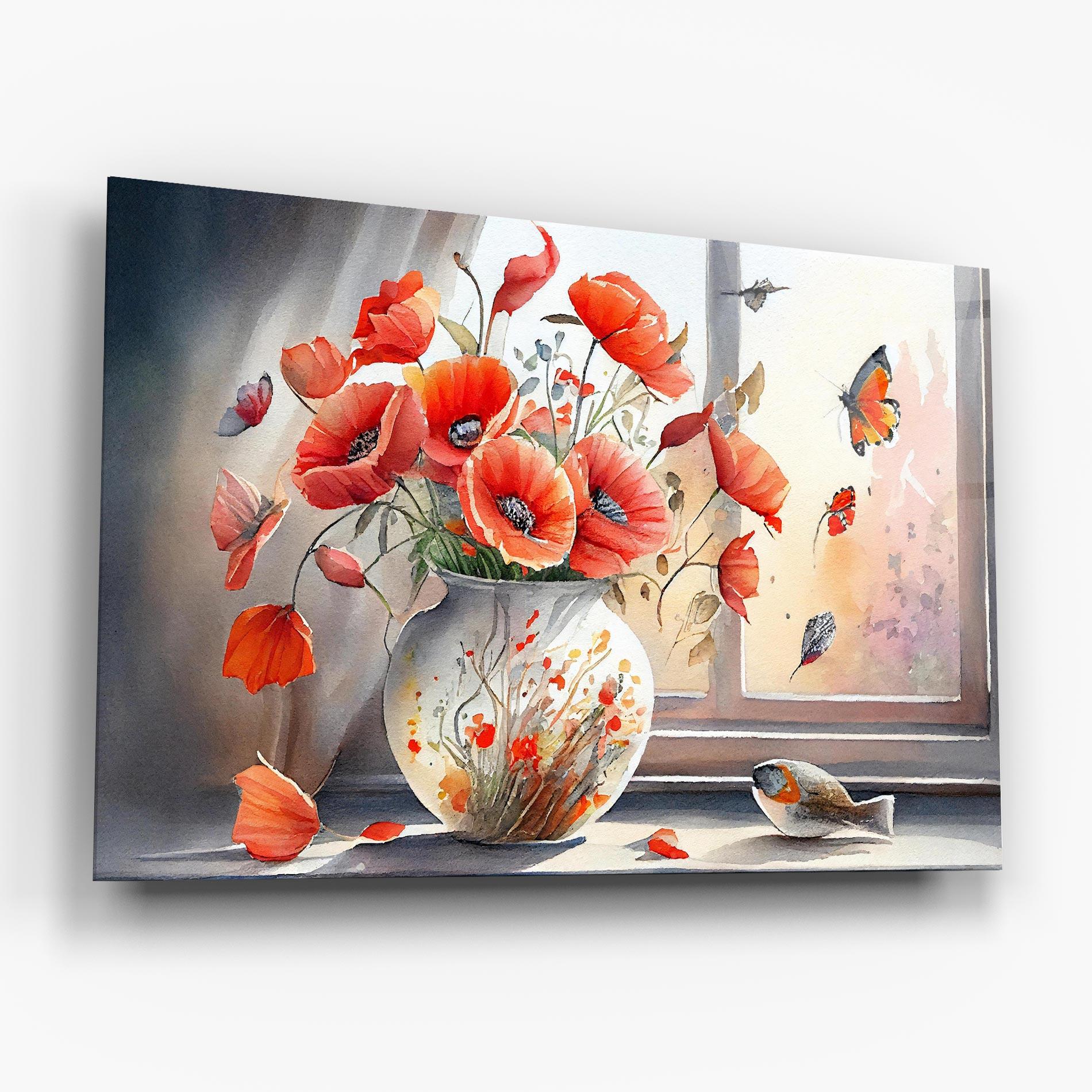 Tablou Sticla Poppies Vase mockup 6