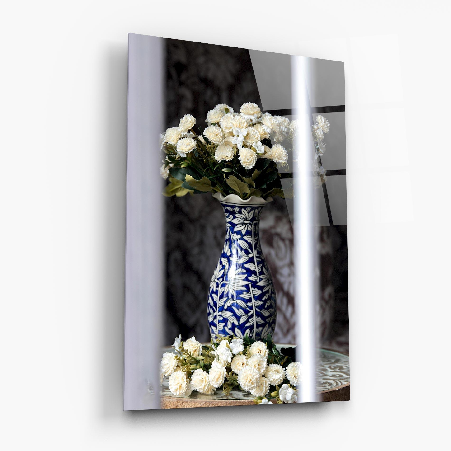 Tablou Sticla Blue Patern Vase mockup 6