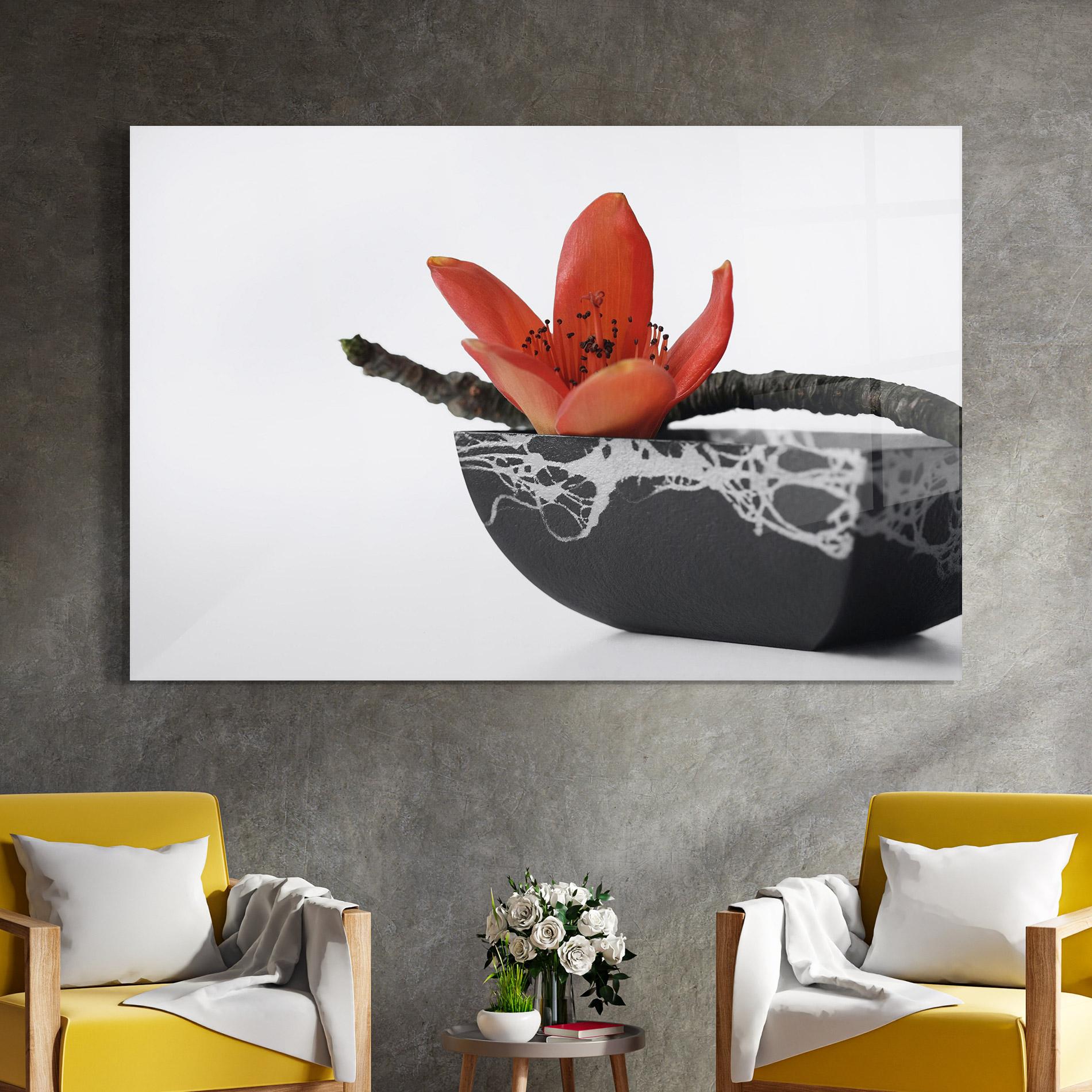 Tablou Sticla Black Marble Vase mockup 4