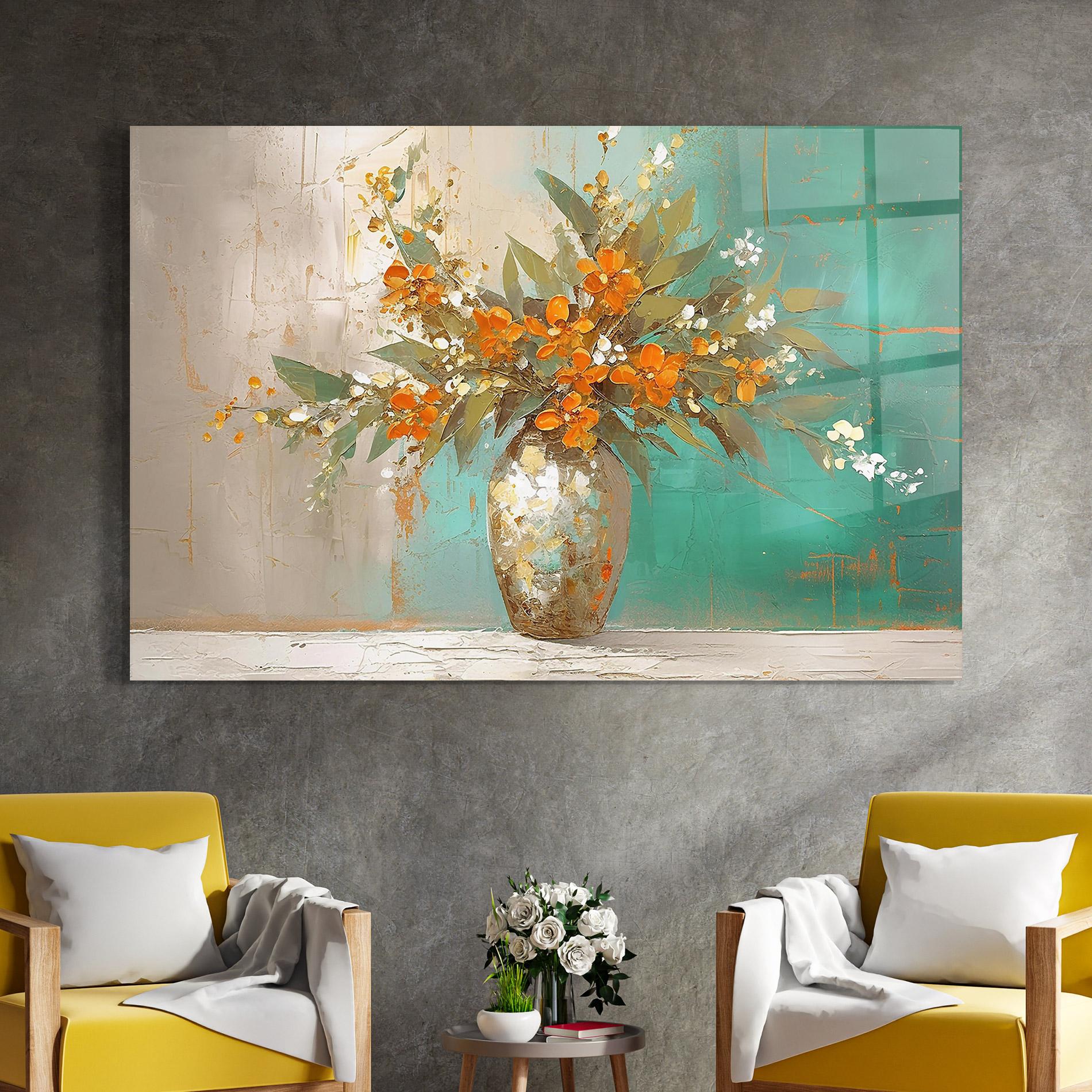 Tablou Sticla Grey Vase Orange mockup 4