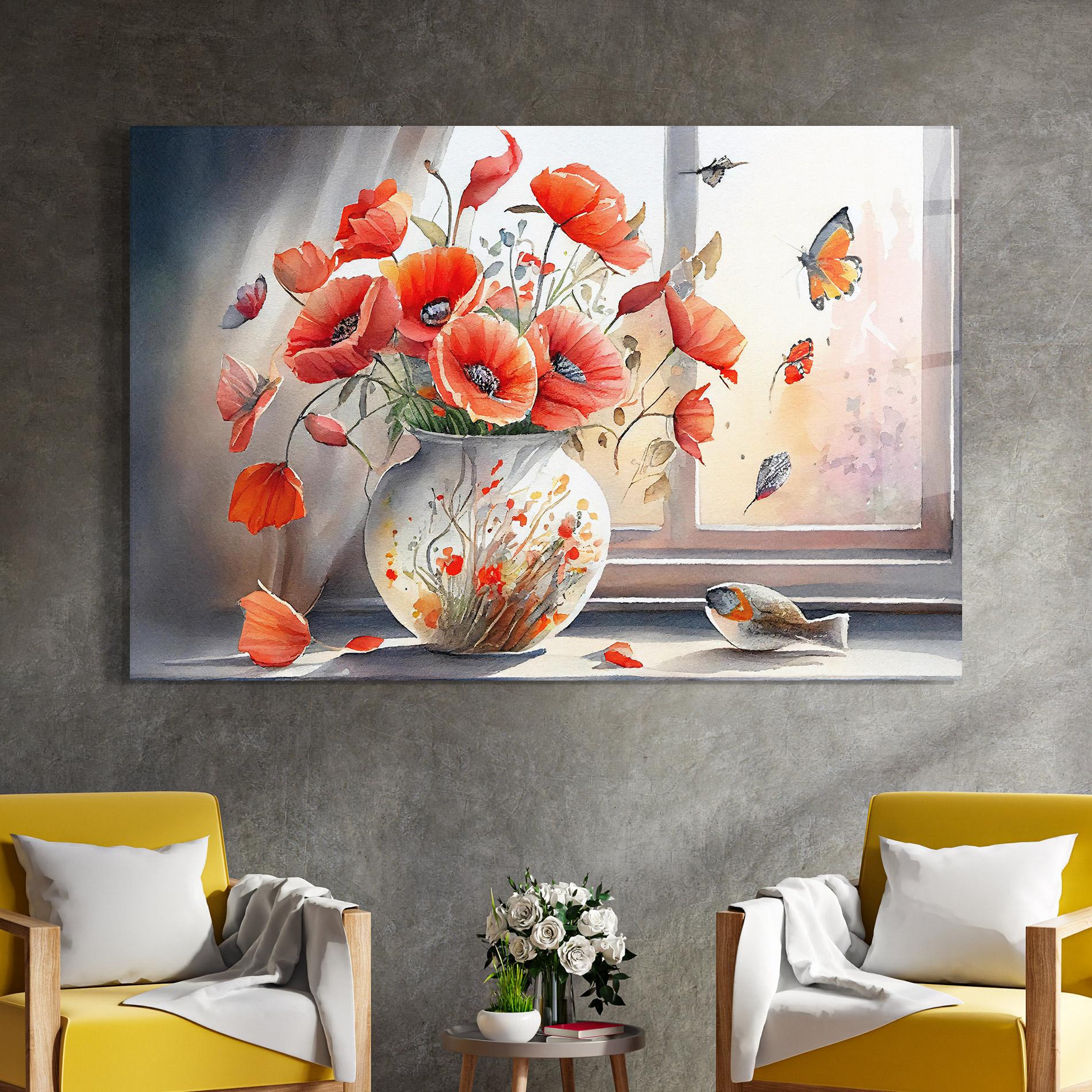 Tablou Sticla Poppies Vase mockup 4