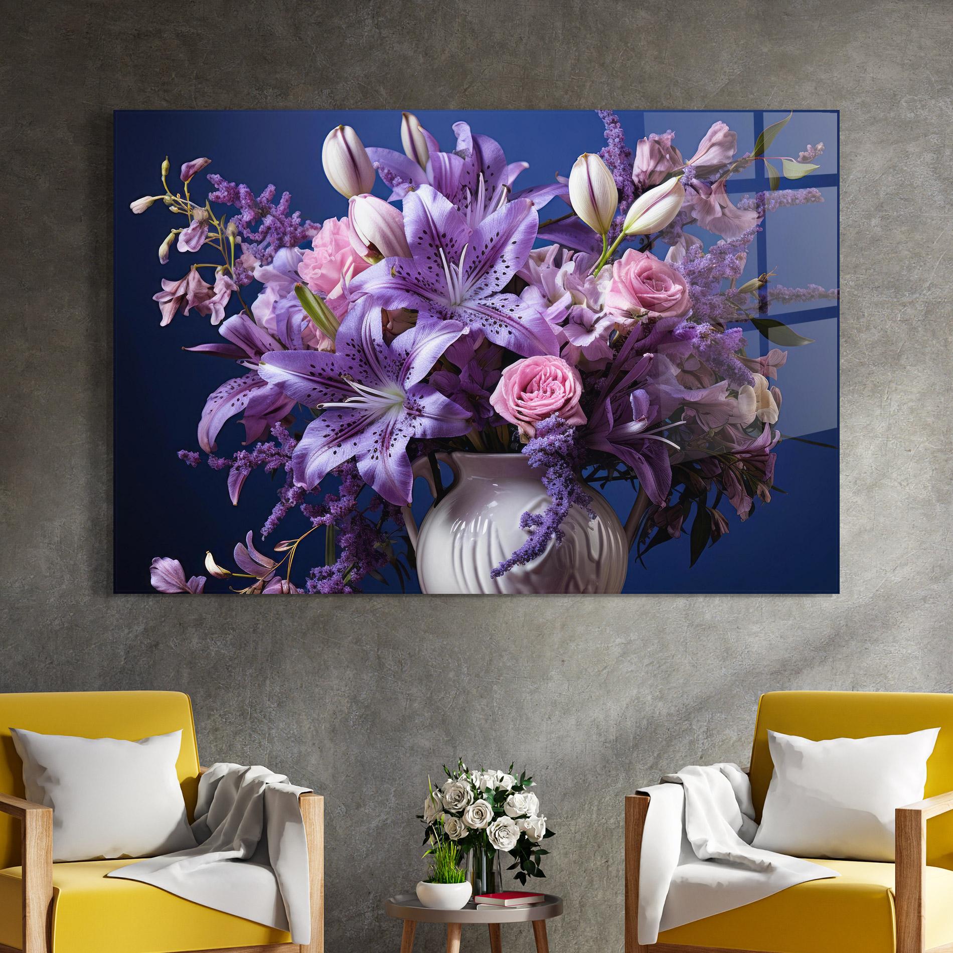 Tablou Sticla Vase Purple Flower mockup 4