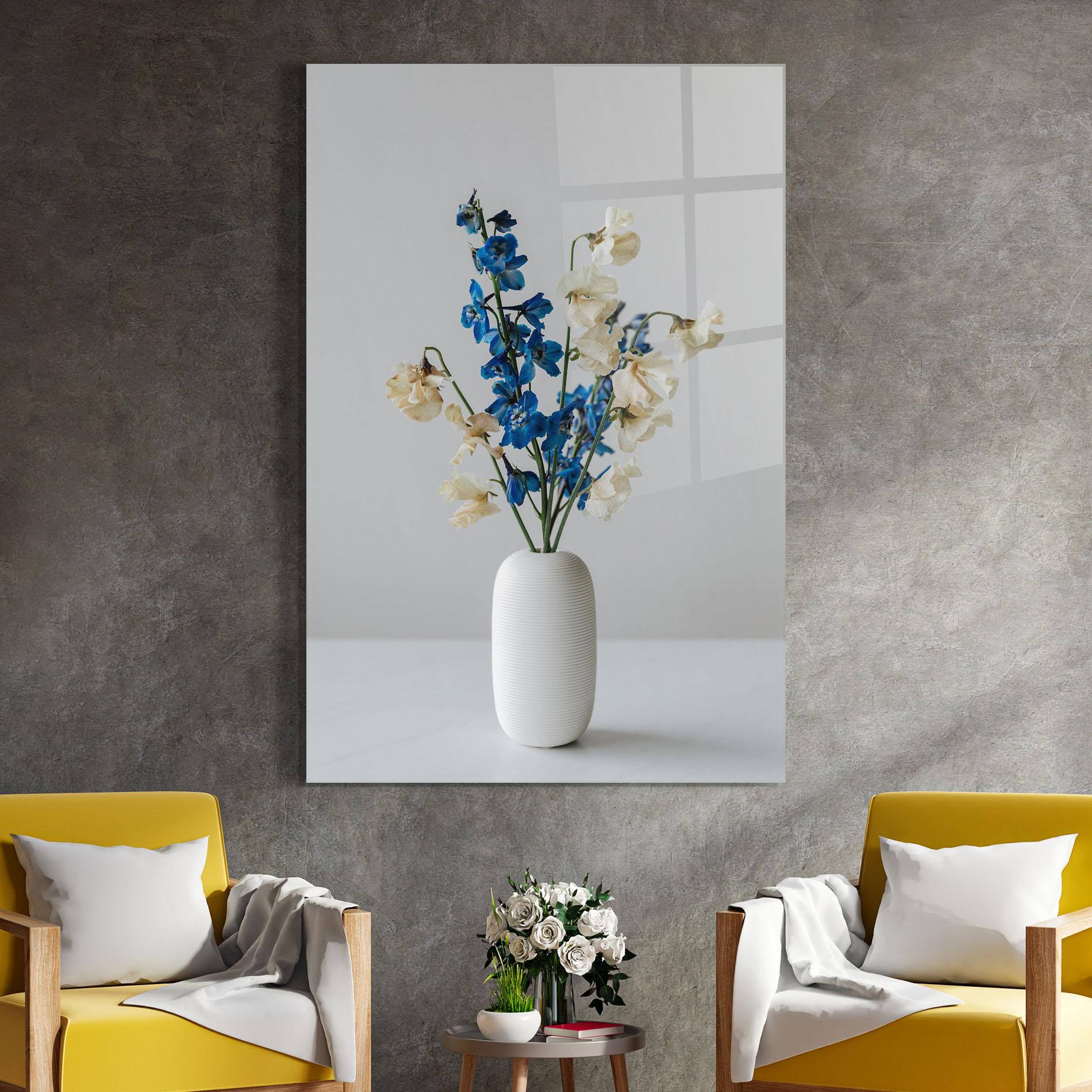 Tablou Sticla Blue White Vase mockup 4