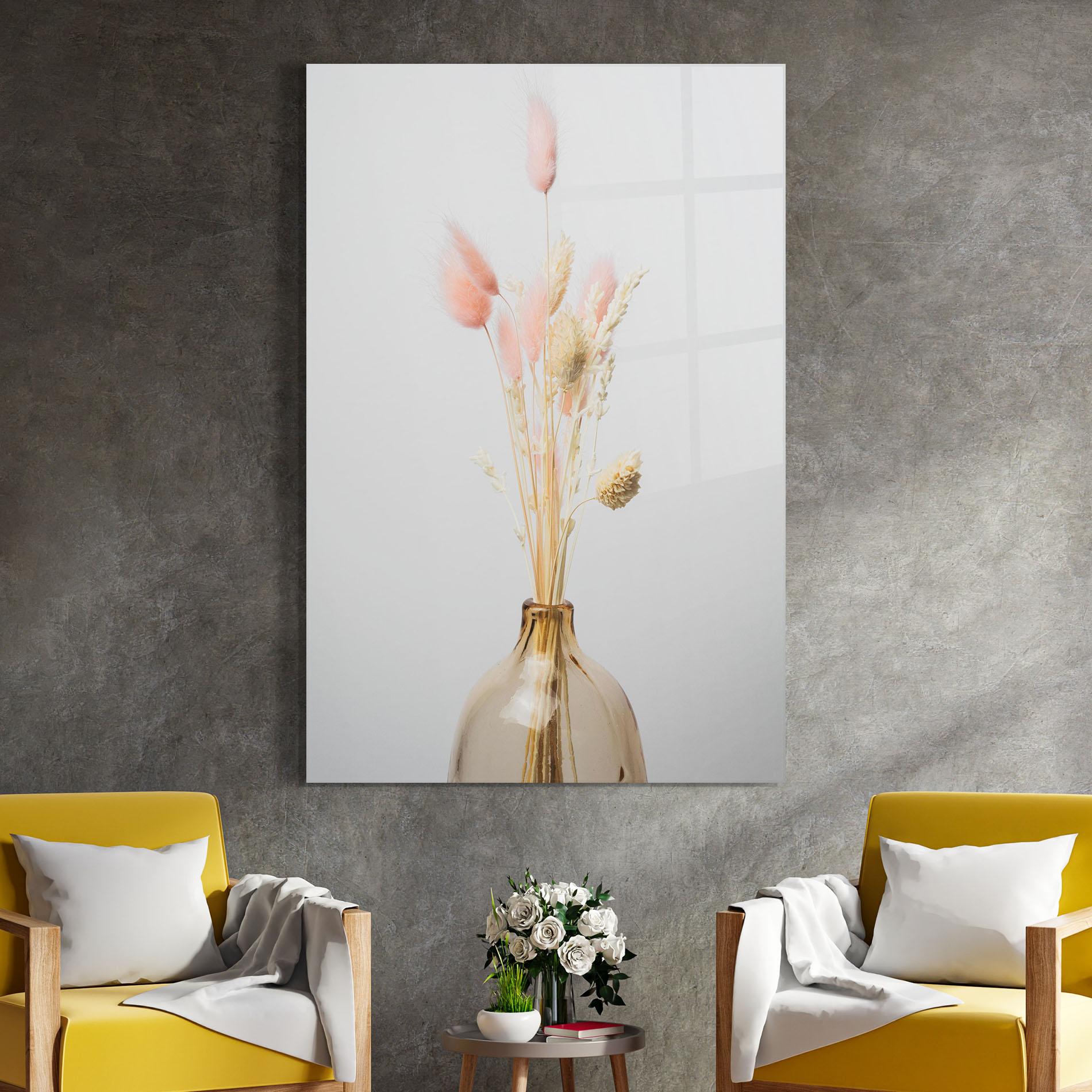 Tablou Sticla Pink Cream Flower Vase mockup 4