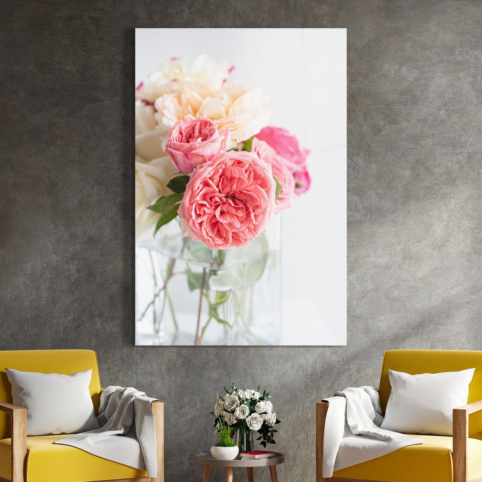 Tablou Sticla Pink Rose Vase mockup 4
