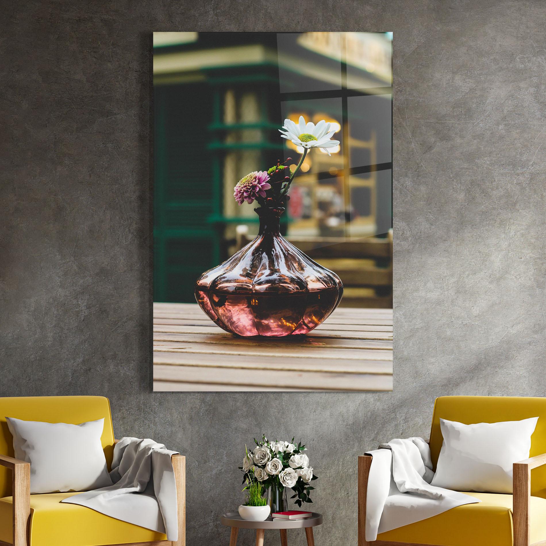 Tablou Sticla Pink Vase Flower mockup 4